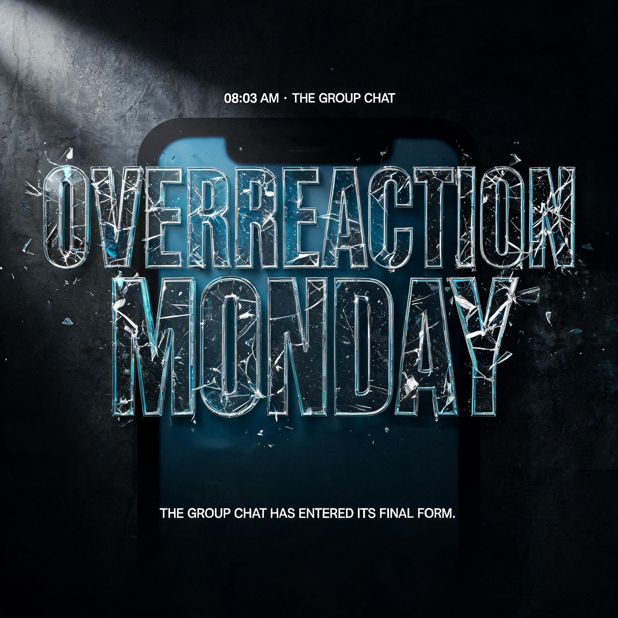 "overreaction monday" — Glass Broken text effect