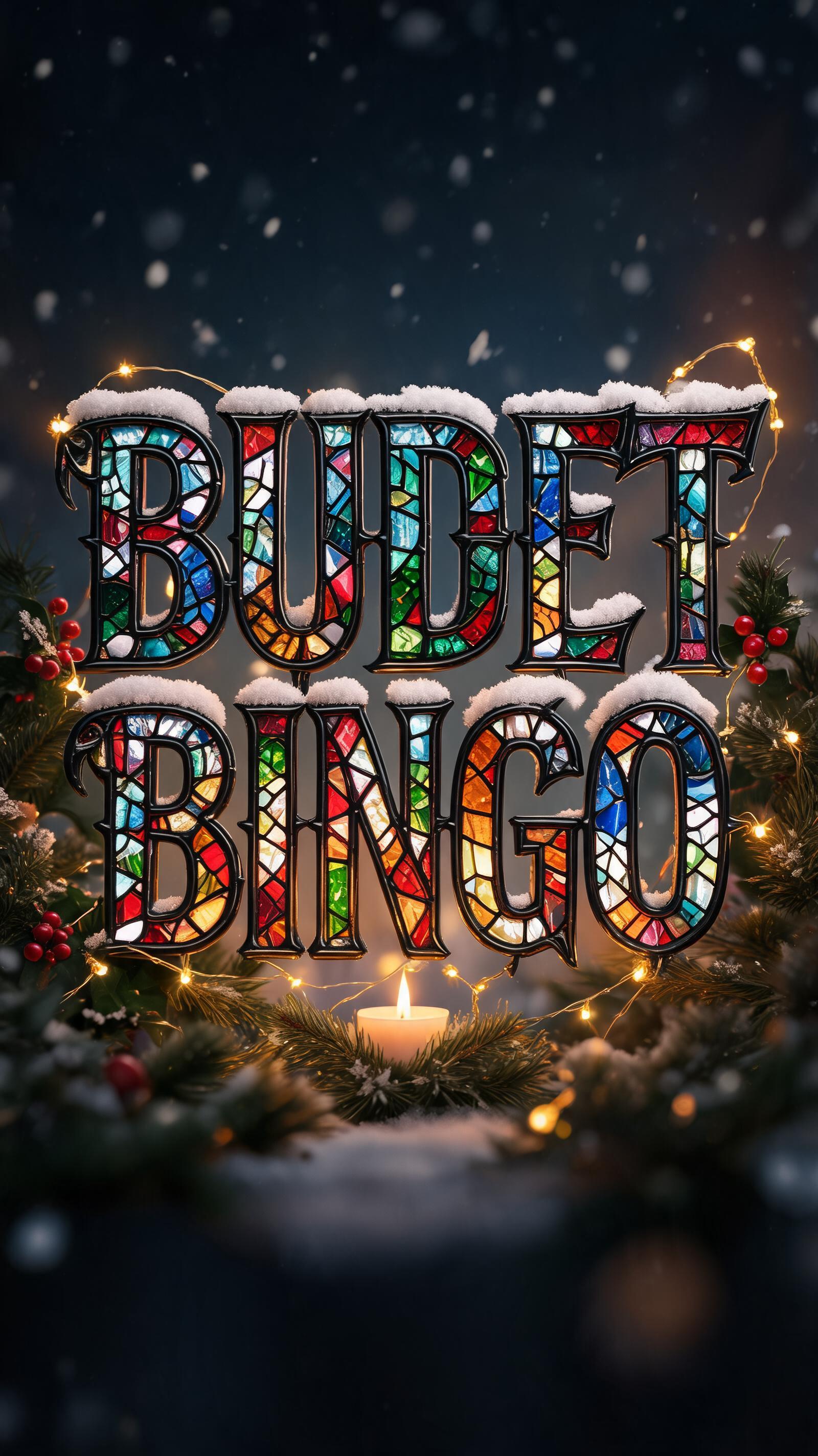 "Budget Bingo" — Christmas text effect