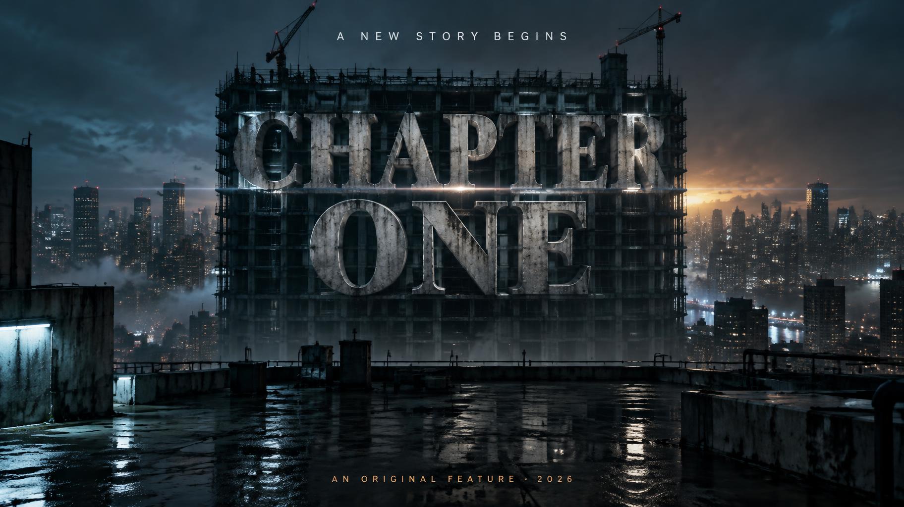 "CHAPTER
ONE
A NEW STORY BEGINS
AN ORIGINAL FEATURE · 2026" — Cinematic Netflix | AI Text Effect Generator