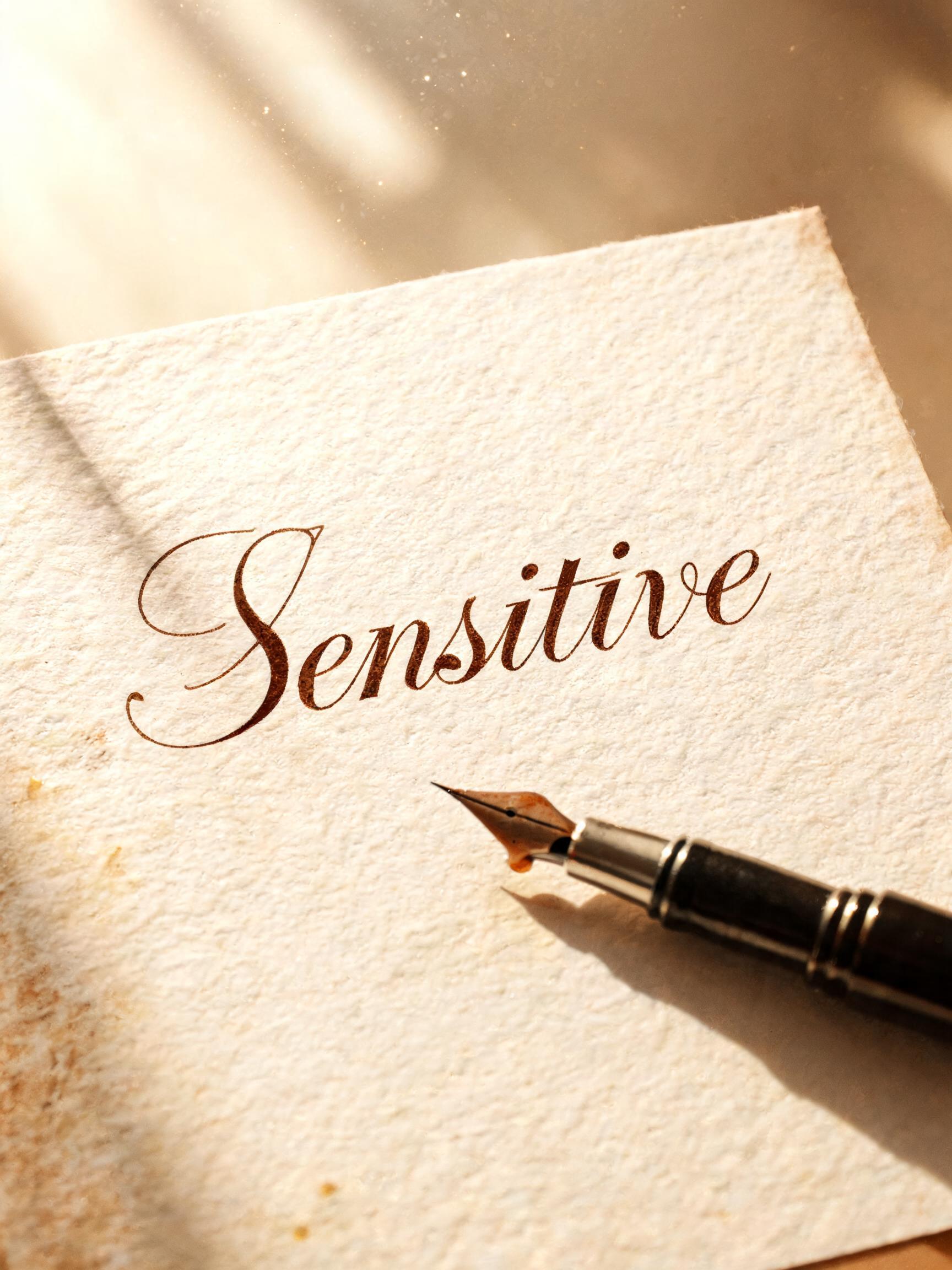 "Sensitive" — Handwritten Script text effect