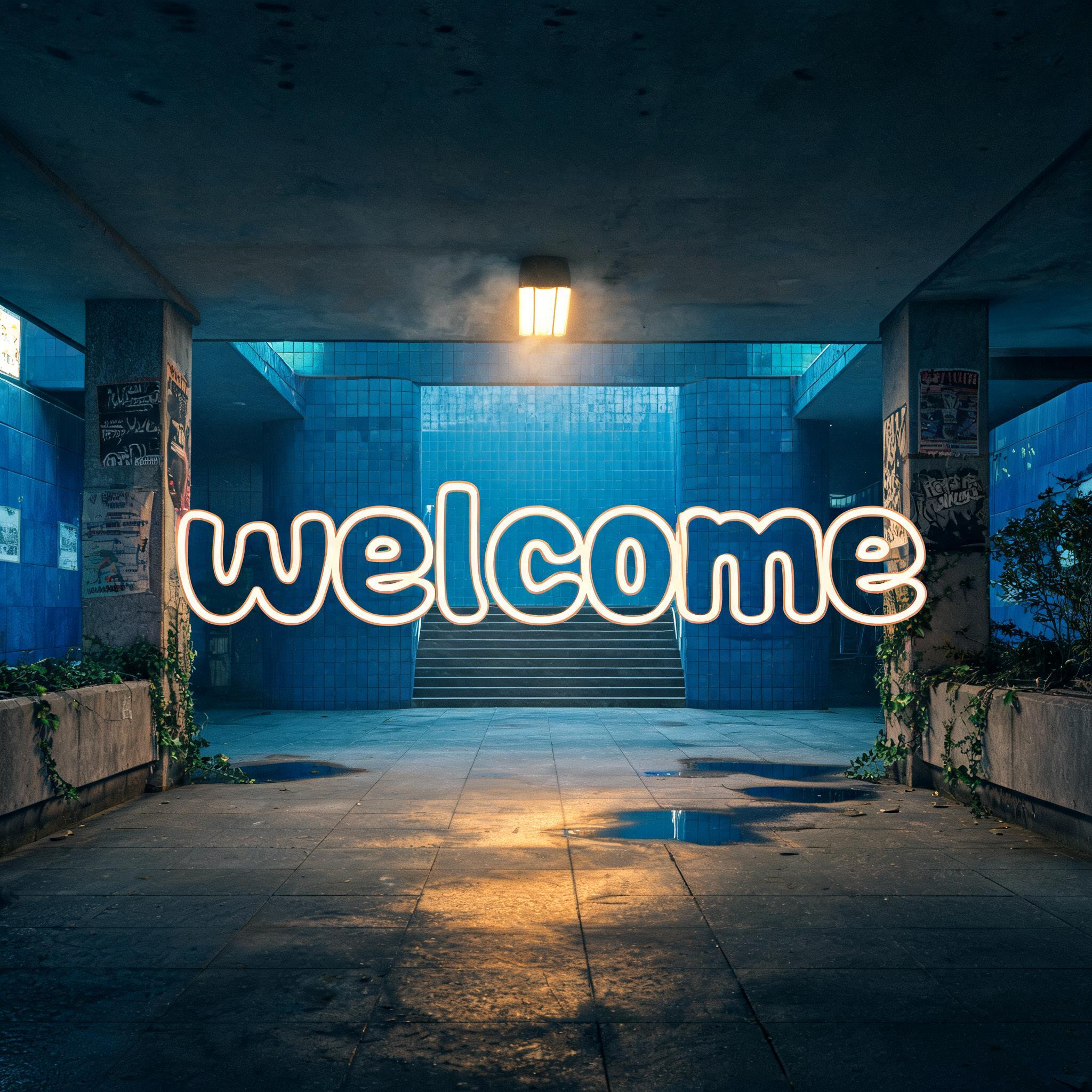 "welcome" —  | AI Text Effect Generator