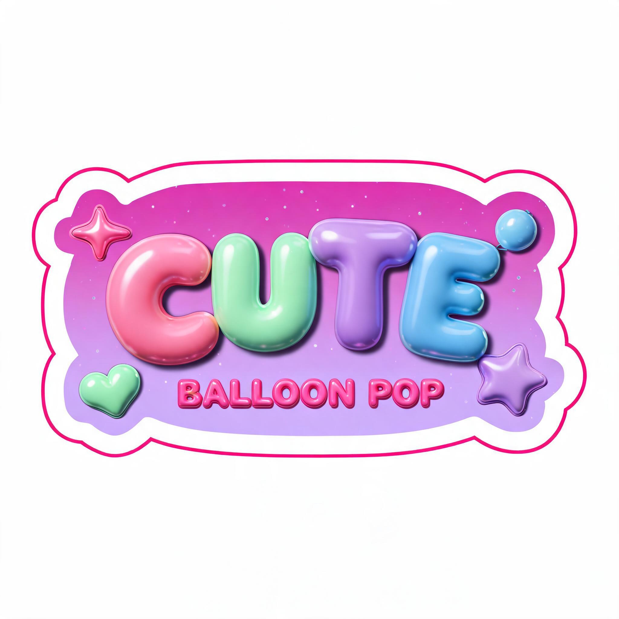 "Give me a Y2K sticker that says CUTE for my shop Balloon Pop" — 3d Bold Inflated | AI Text Effect Generator