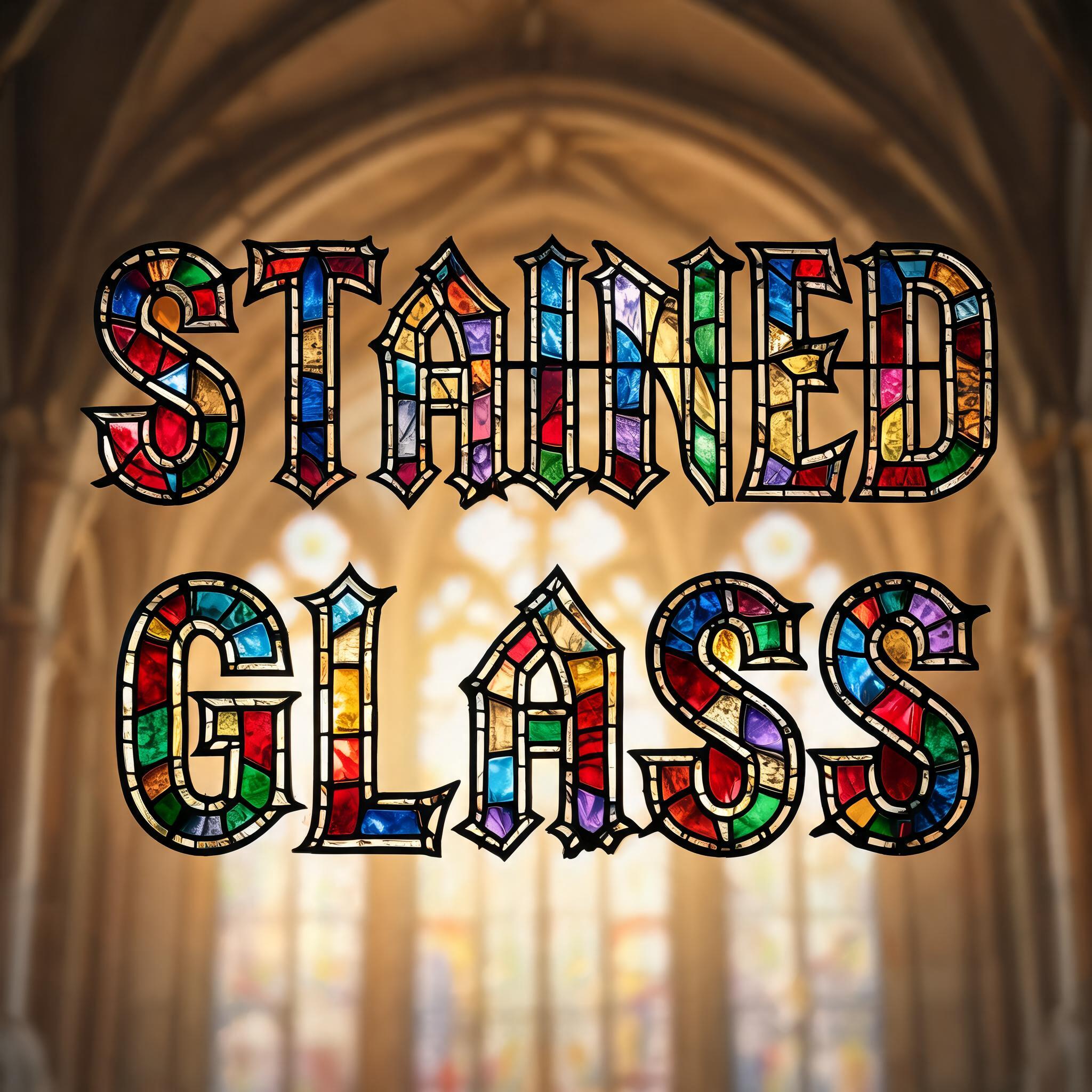 "STAINED
GLASS" — Glass Color text effect
