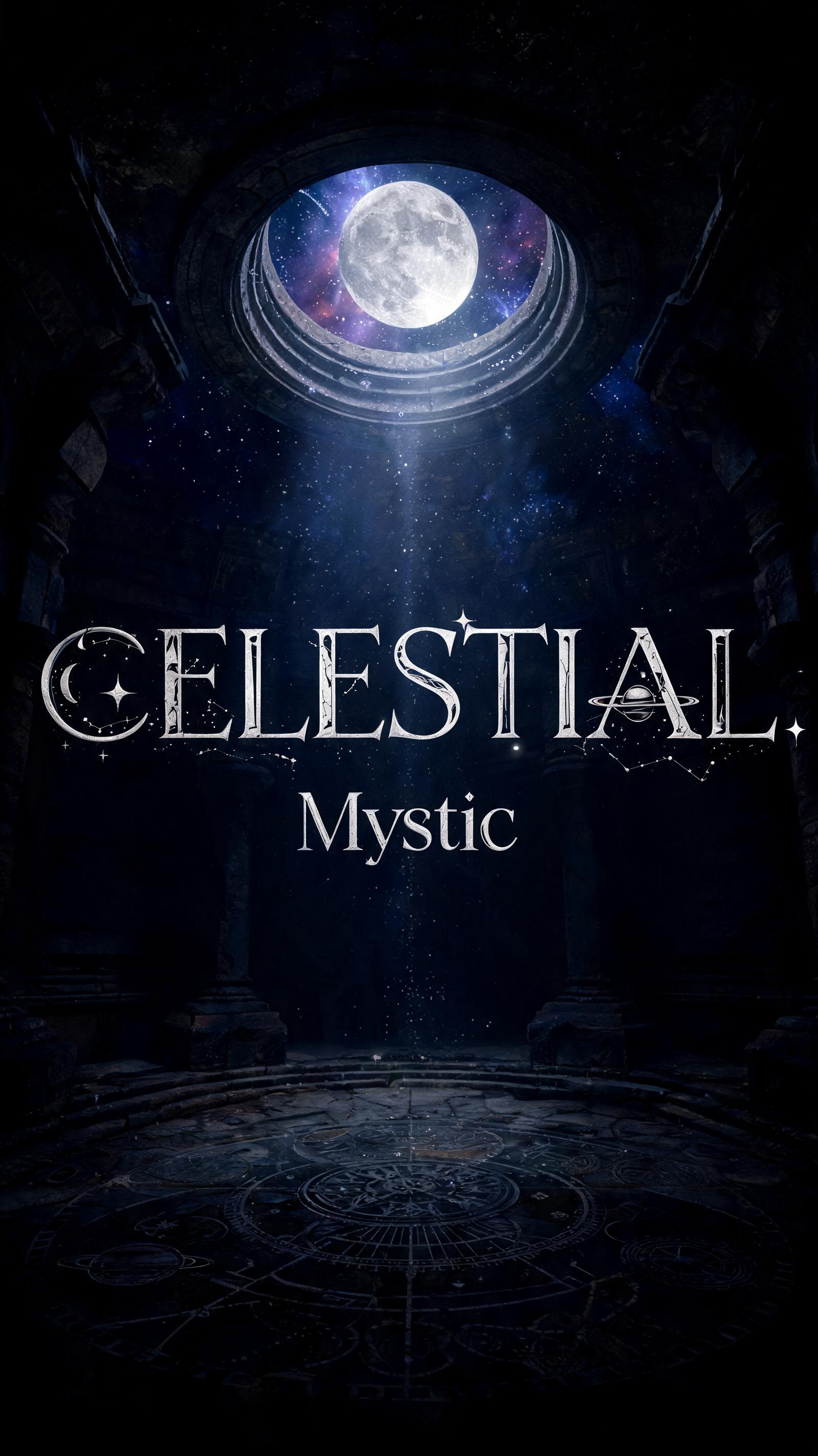 "CELESTIAL Mystic" — Celestial Symbol | AI Text Effect Generator