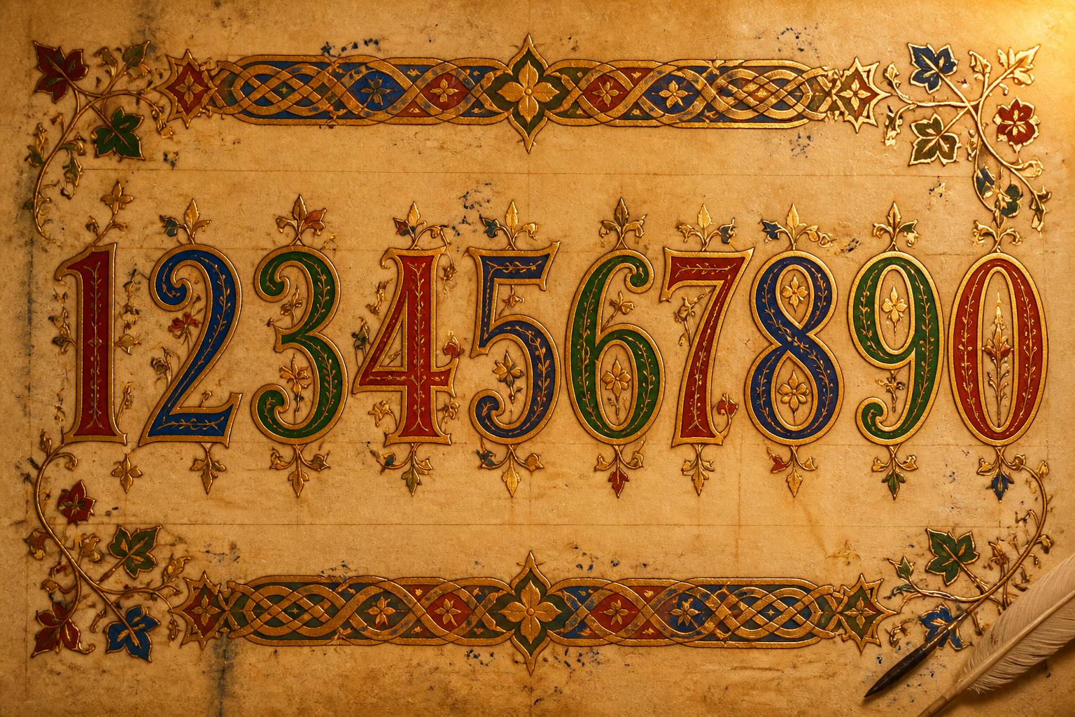 "1 2 3 4 5 6 7 8 9 0" — Medieval | AI Text Effect Generator