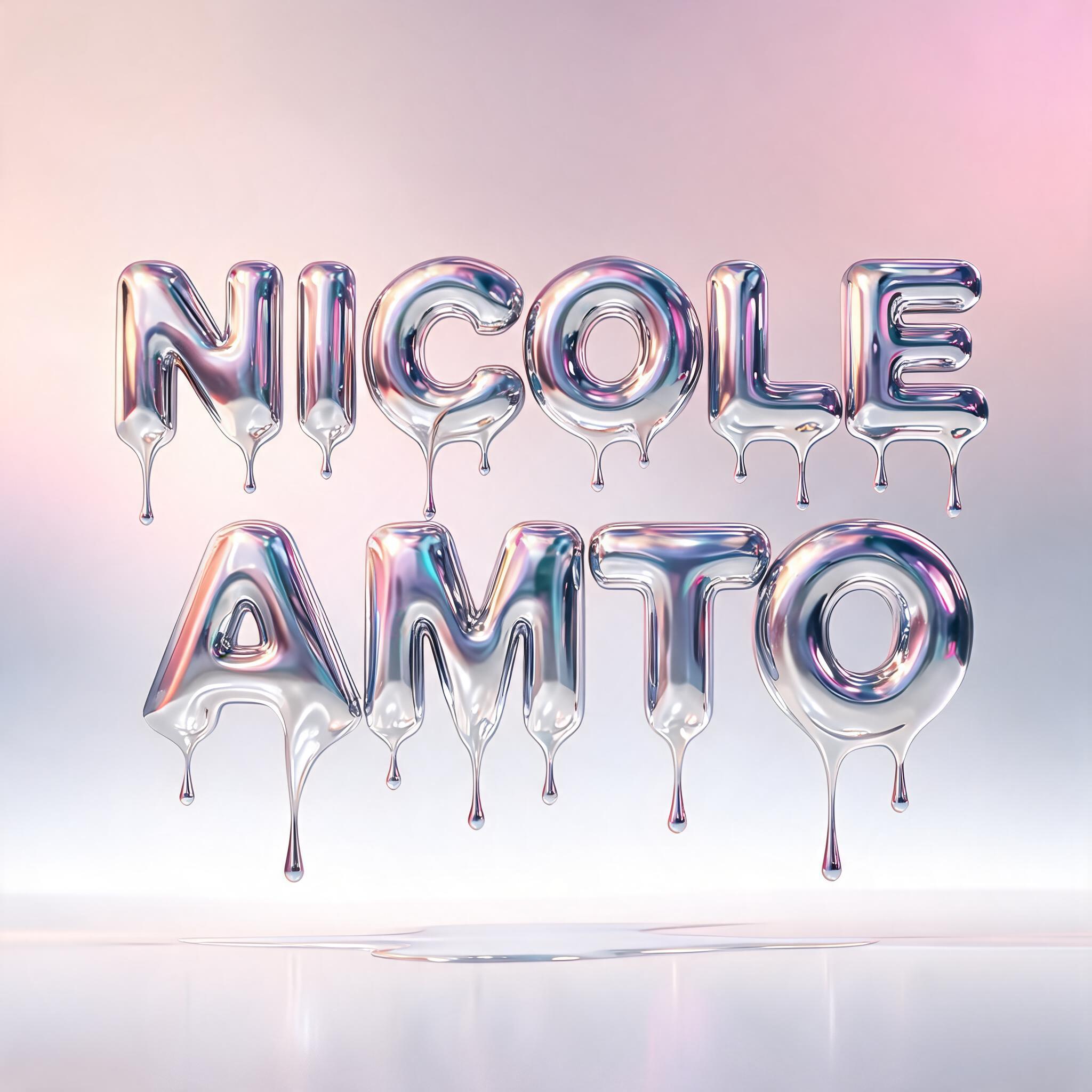 "NICOLE AMTO" — Y2k Liquid text effect