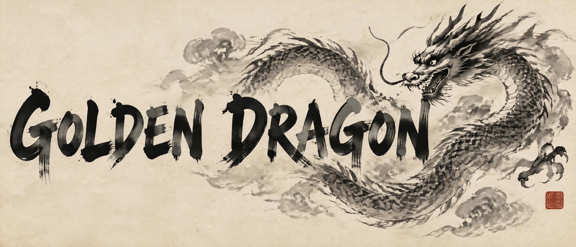 "GOLDEN DRAGON" — Brush Chinese Ink | AI Text Effect Generator