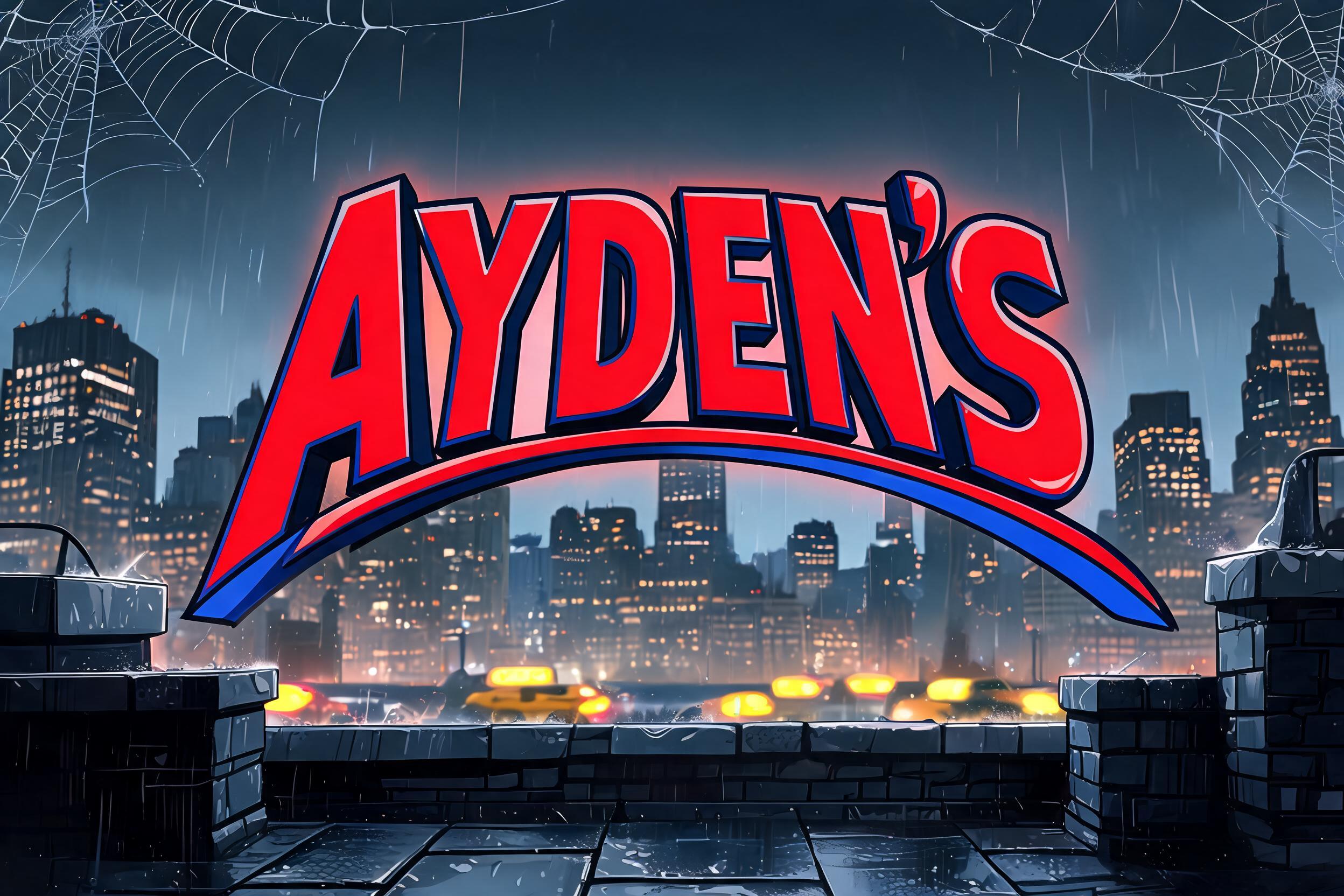 "AYDEN'S" — Spider Hero | AI Text Effect Generator