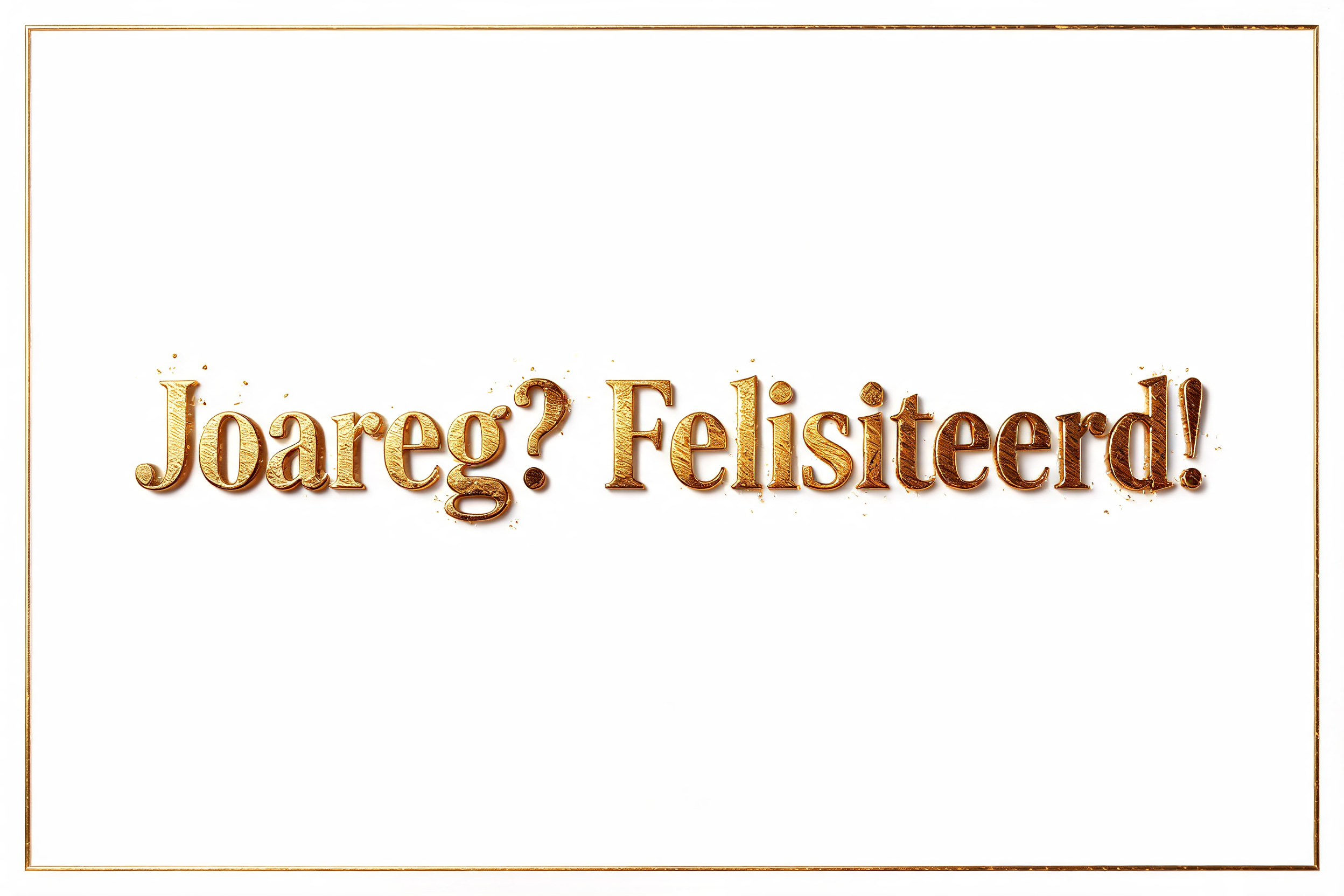 "Joareg? Felisiteerd!" — Birthday Luxury text effect