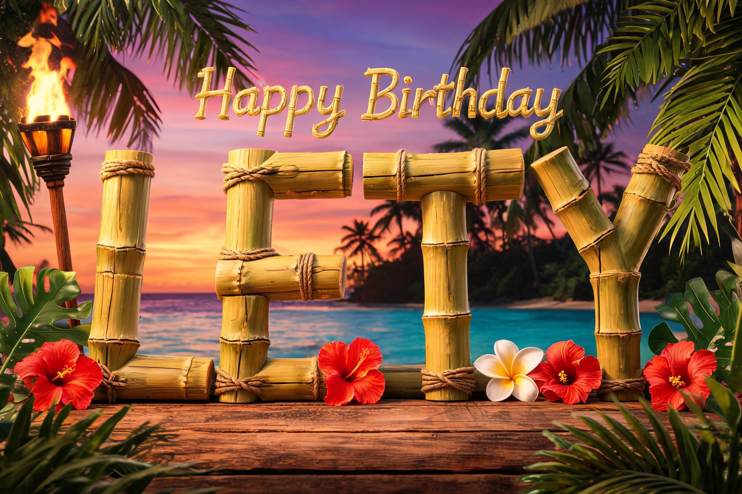 "Happy Birthday Letty" — Hawaiian | AI Text Effect Generator