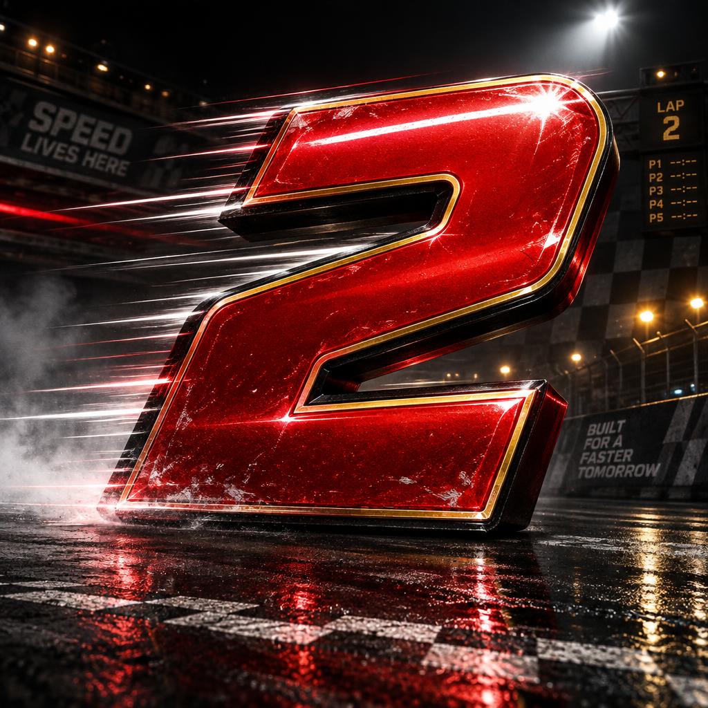 "2" — Racing | AI Text Effect Generator