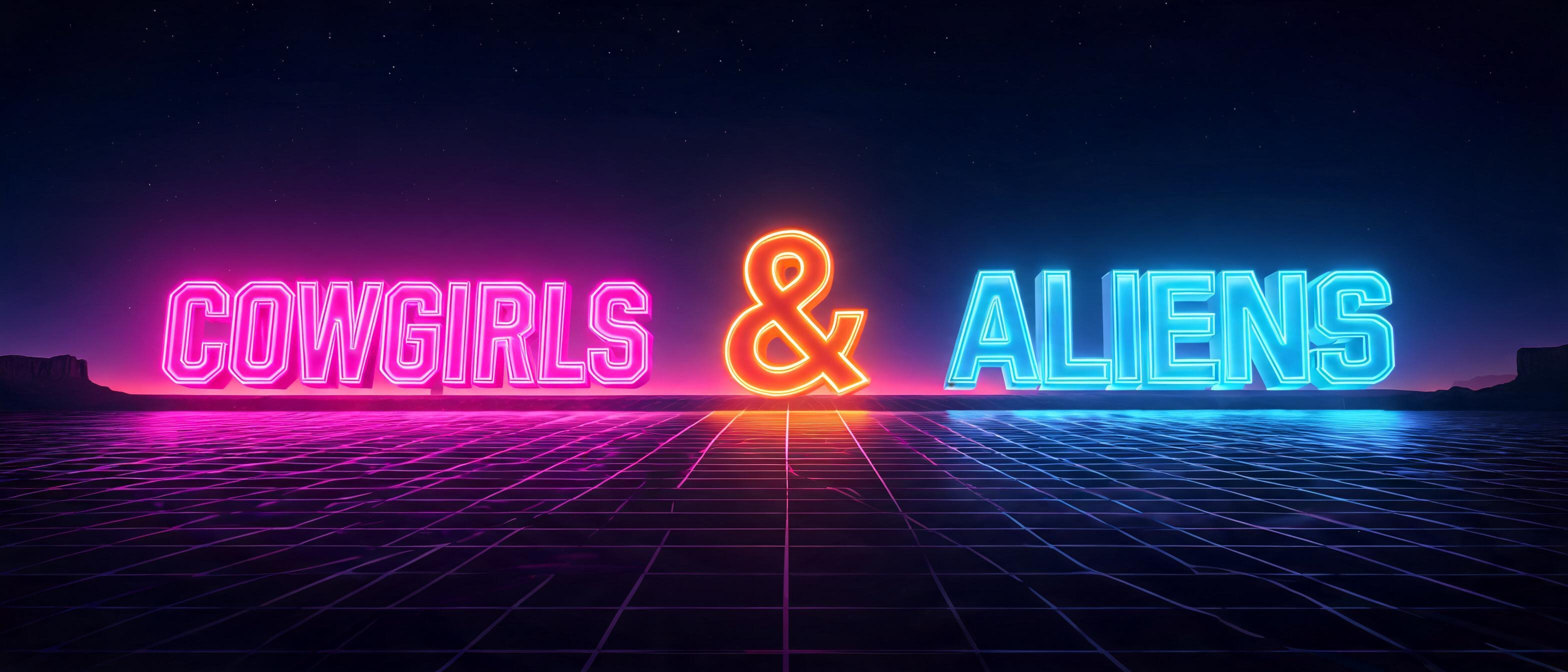 "COWGIRLS & ALIENS" — 3d Bold Neon | AI Text Effect Generator