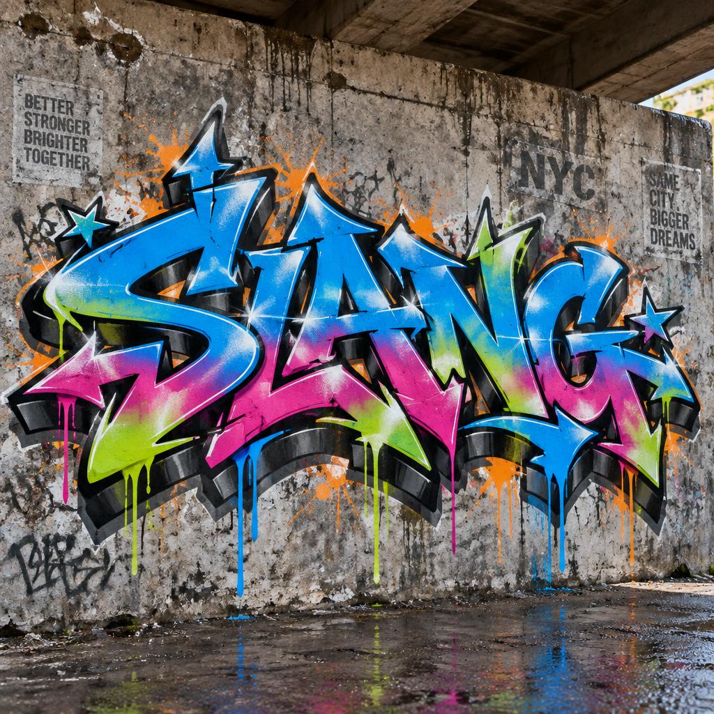 "slang" — Graffiti | AI Text Effect Generator