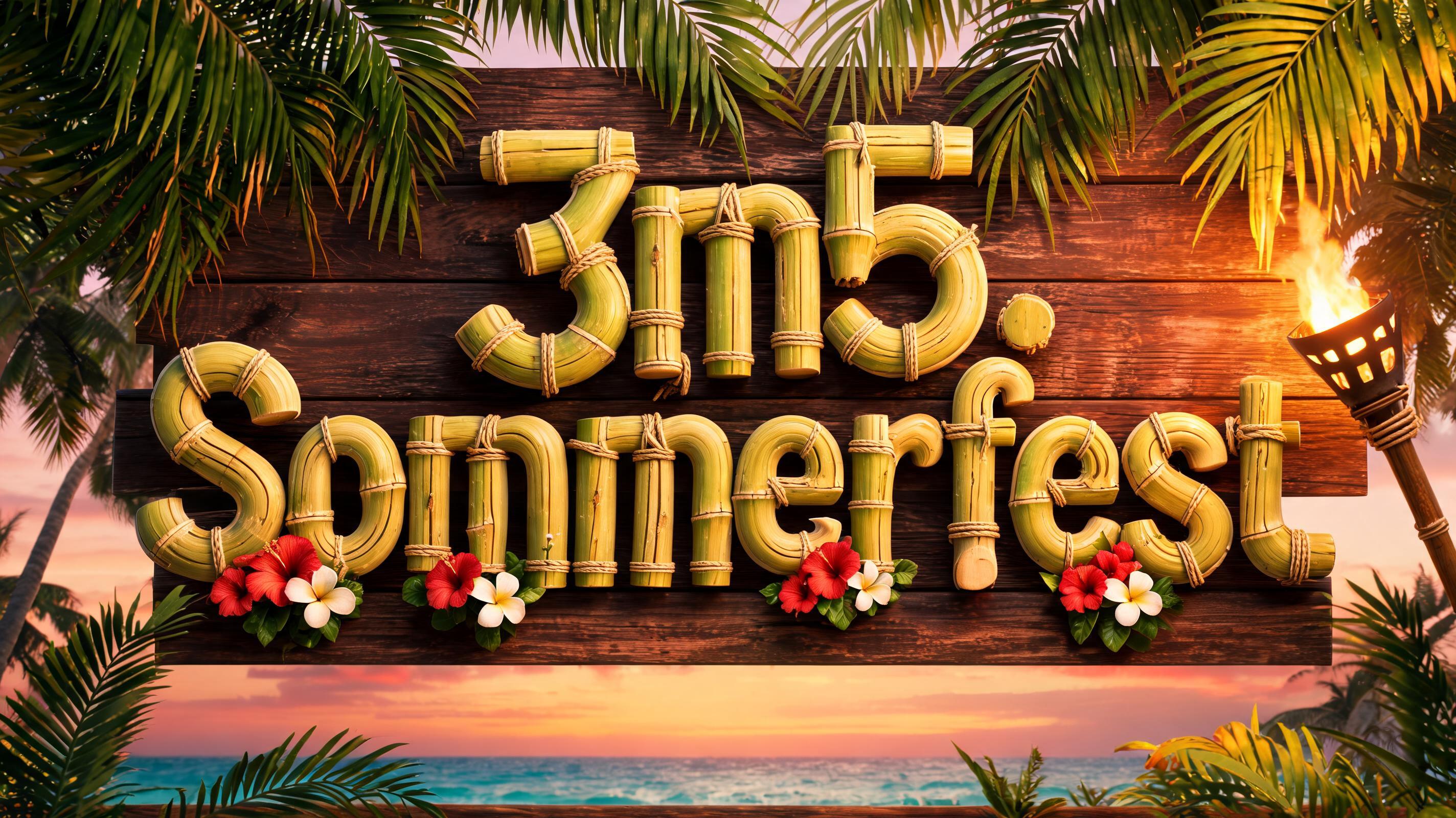 "3m5. sommerfest" — Hawaiian | AI Text Effect Generator