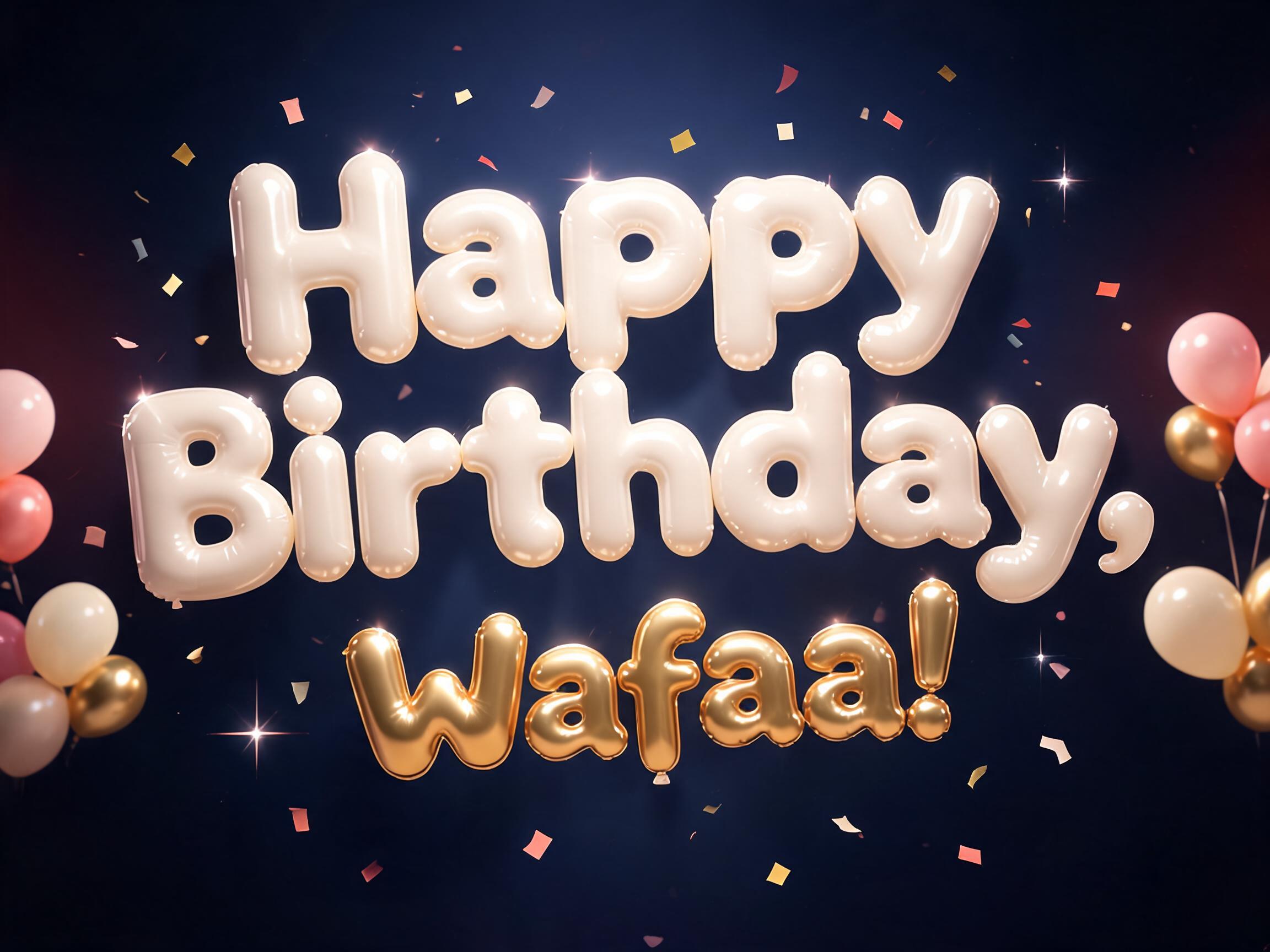 "Happy Birthday, Wafaa!" — Birthday | AI Text Effect Generator