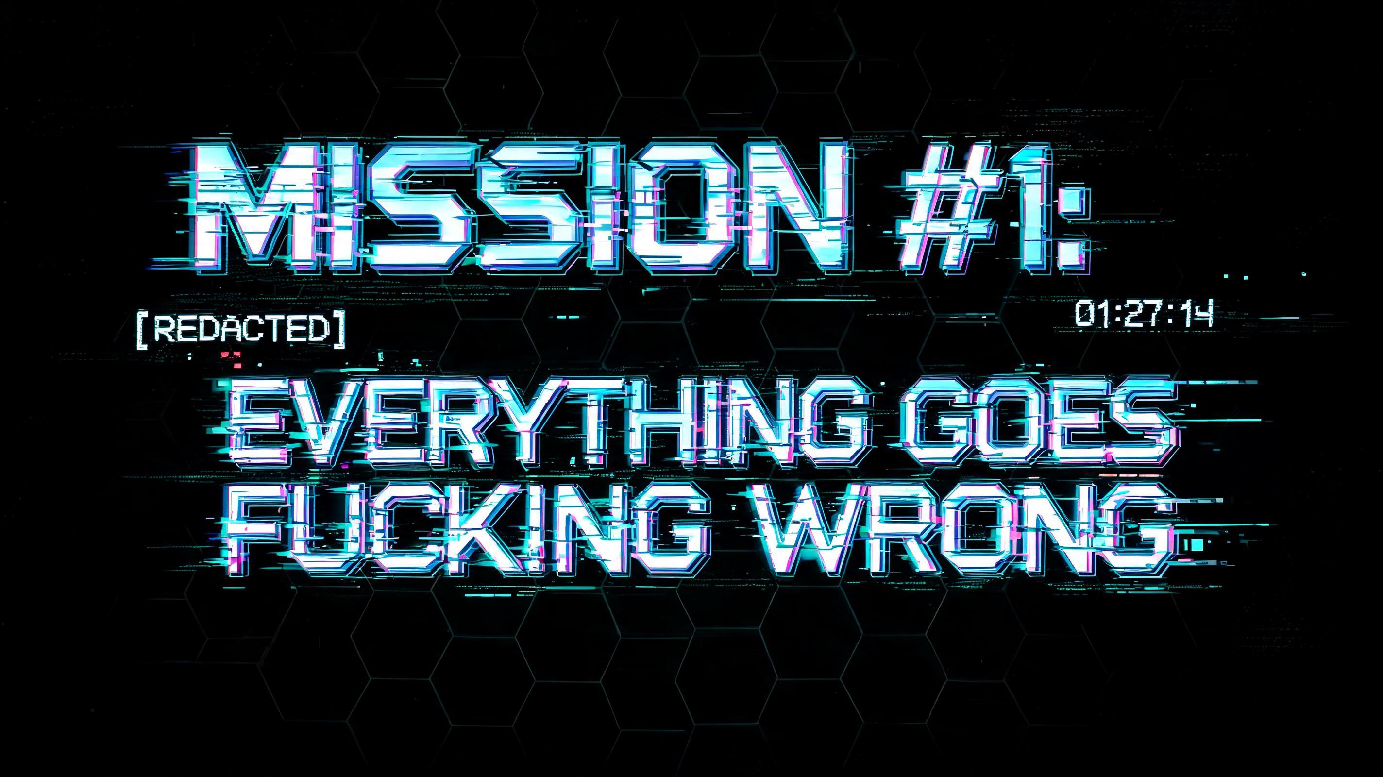 "Mission #1: Everything goes fucking wrong" — Cyberpunk Hologram | AI Text Effect Generator