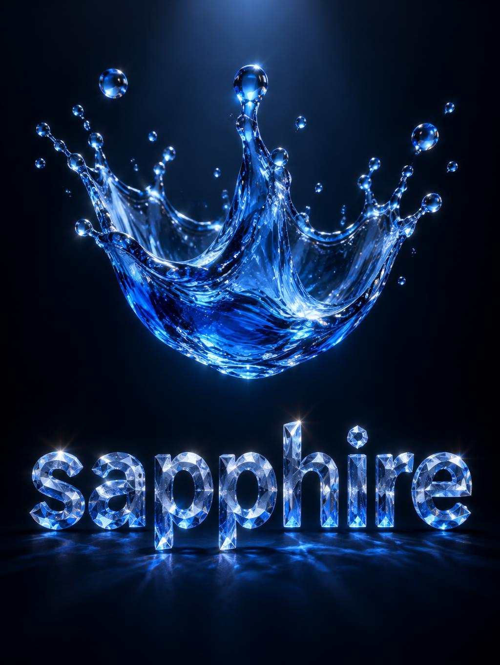 "sapphire" — Glass Crystal | AI Text Effect Generator