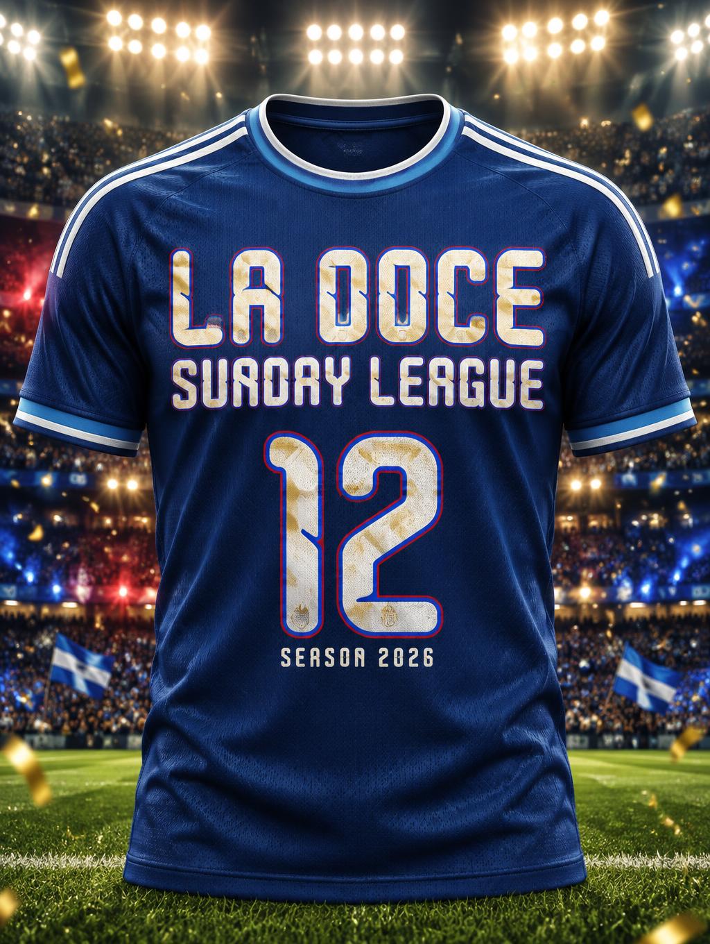 "LA DOCE
SUNDAY LEAGUE
12
SEASON 2026" — Sports Football | AI Text Effect Generator