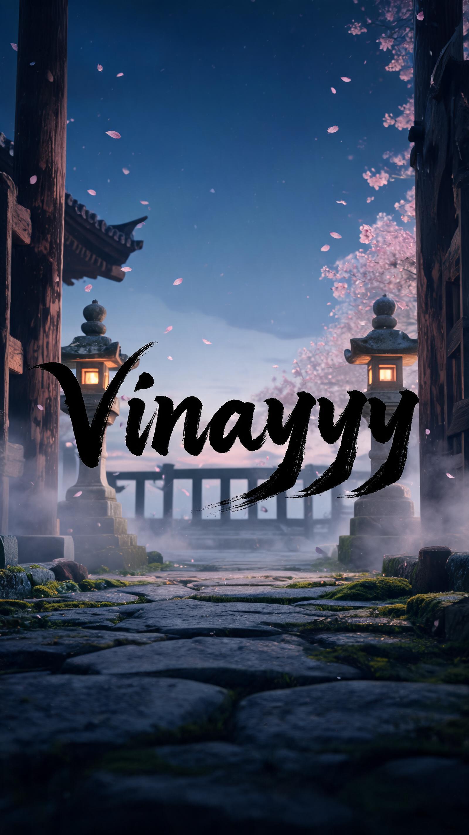 "Vinayyy" — Brush Japanese Ink | AI Text Effect Generator