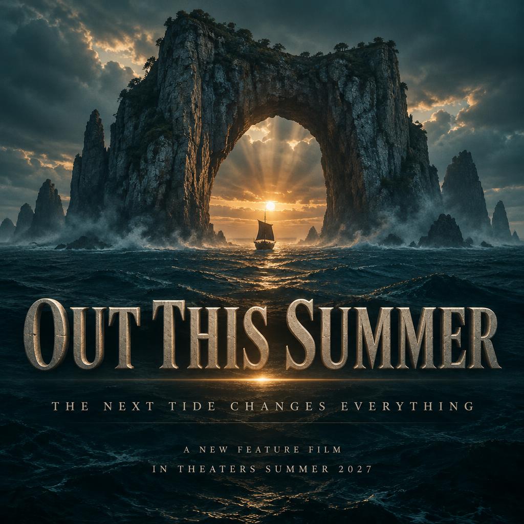 "OUT THIS SUMMER
THE NEXT TIDE CHANGES EVERYTHING
A NEW FEATURE FILM
IN THEATERS SUMMER 2027" — Cinematic | AI Text Effect Generator