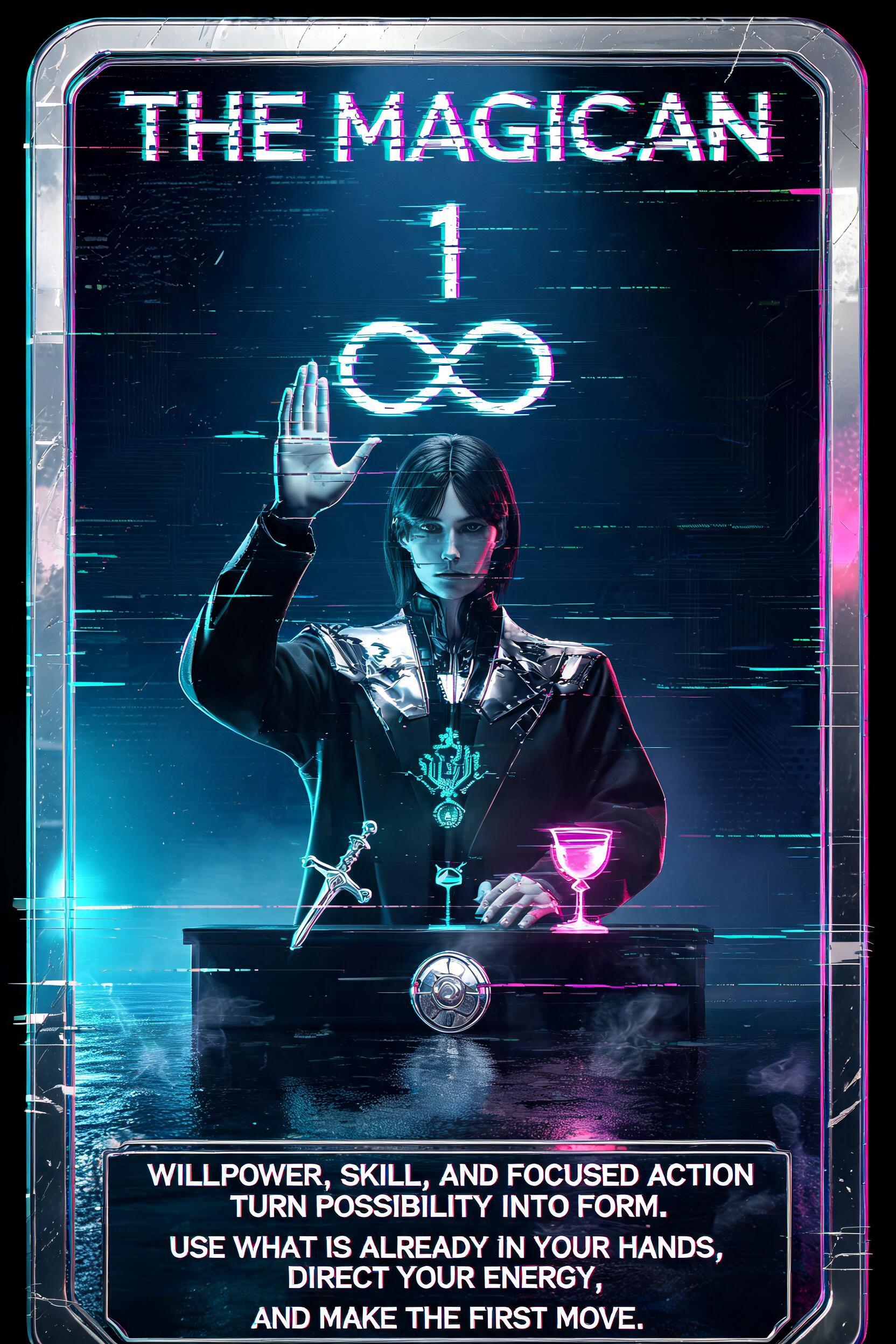 THE MAGICIAN
WILLPOWER, SKILL, AND FOCUSED ACTION TURN POSSIBILITY INTO FORM. USE WHAT IS ALREADY IN YOUR HANDS, DIRECT YOUR ENERGY, AND MAKE THE FIRST MOVE.
I · MERCURY
