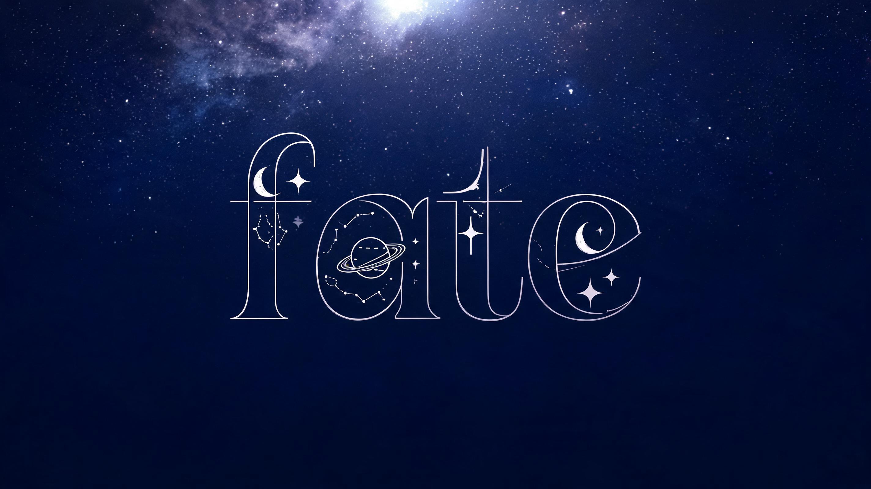 "fate" — Celestial Symbol | AI Text Effect Generator