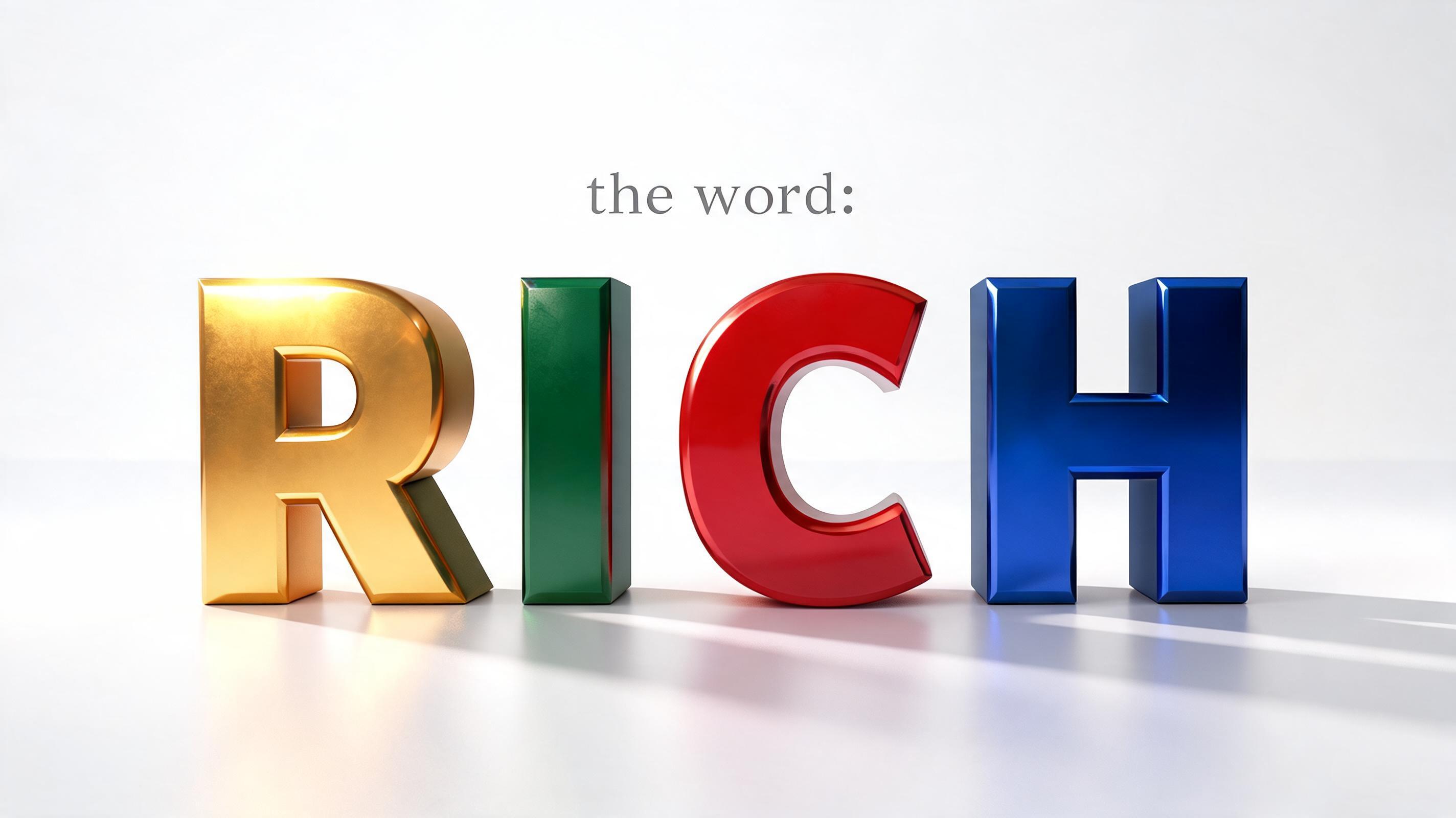 "the word: RICH " — 3d Bold | AI Text Effect Generator