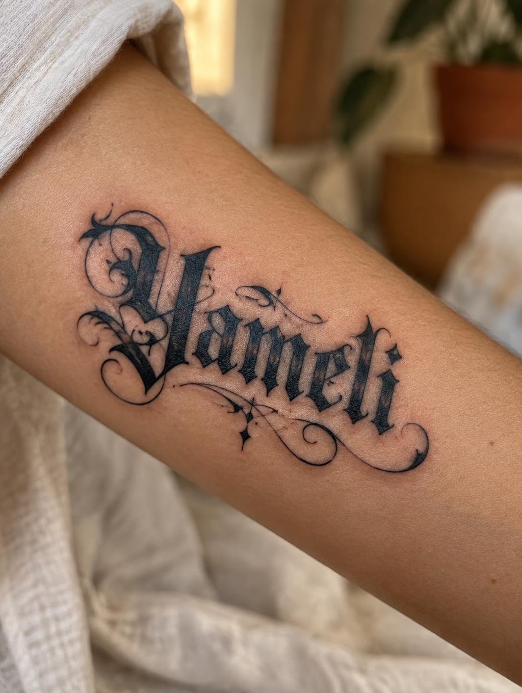 "Yameli" — Tattoo | AI Text Effect Generator