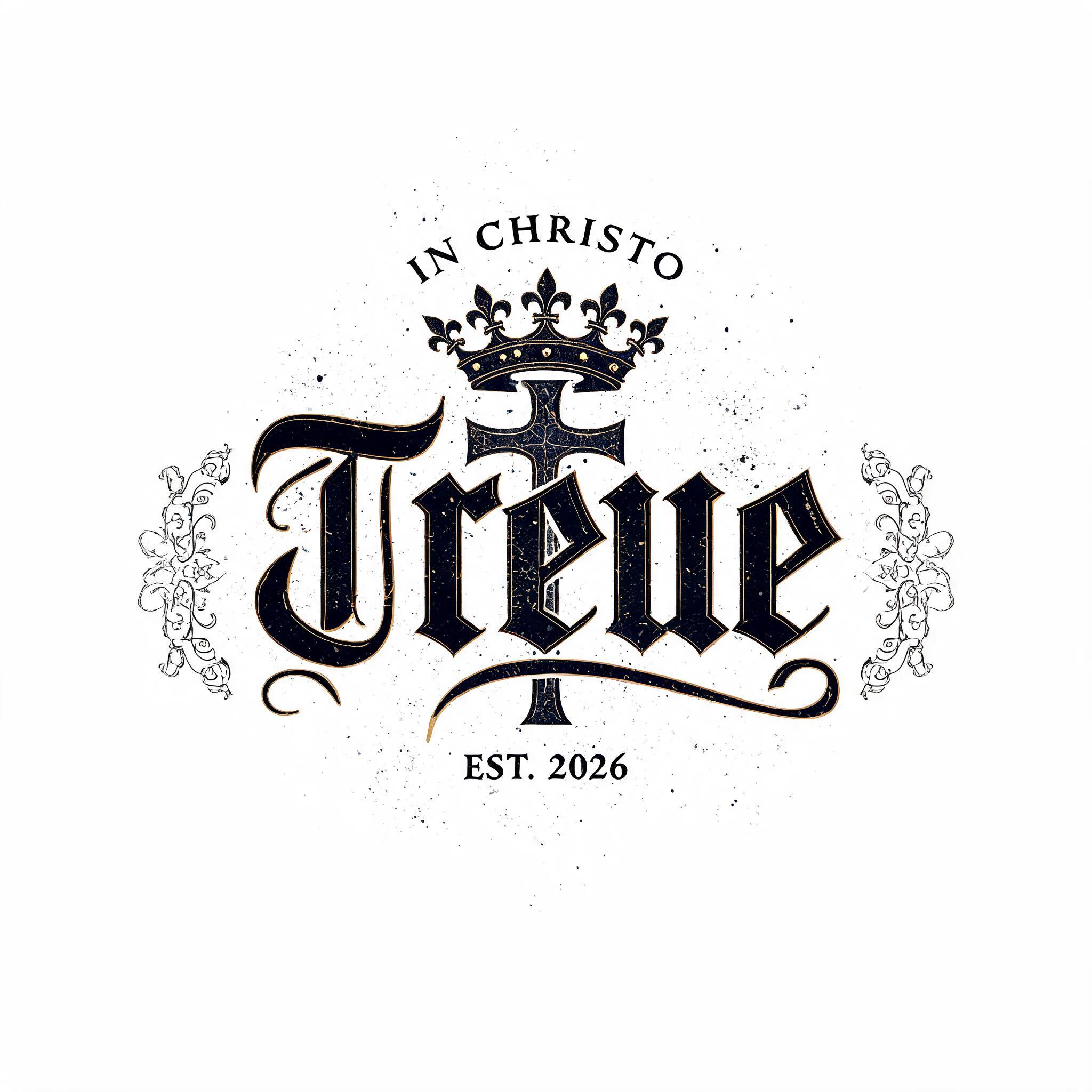 Ein Hoodie-Print mit "Treue", mit Krone und Kreuz