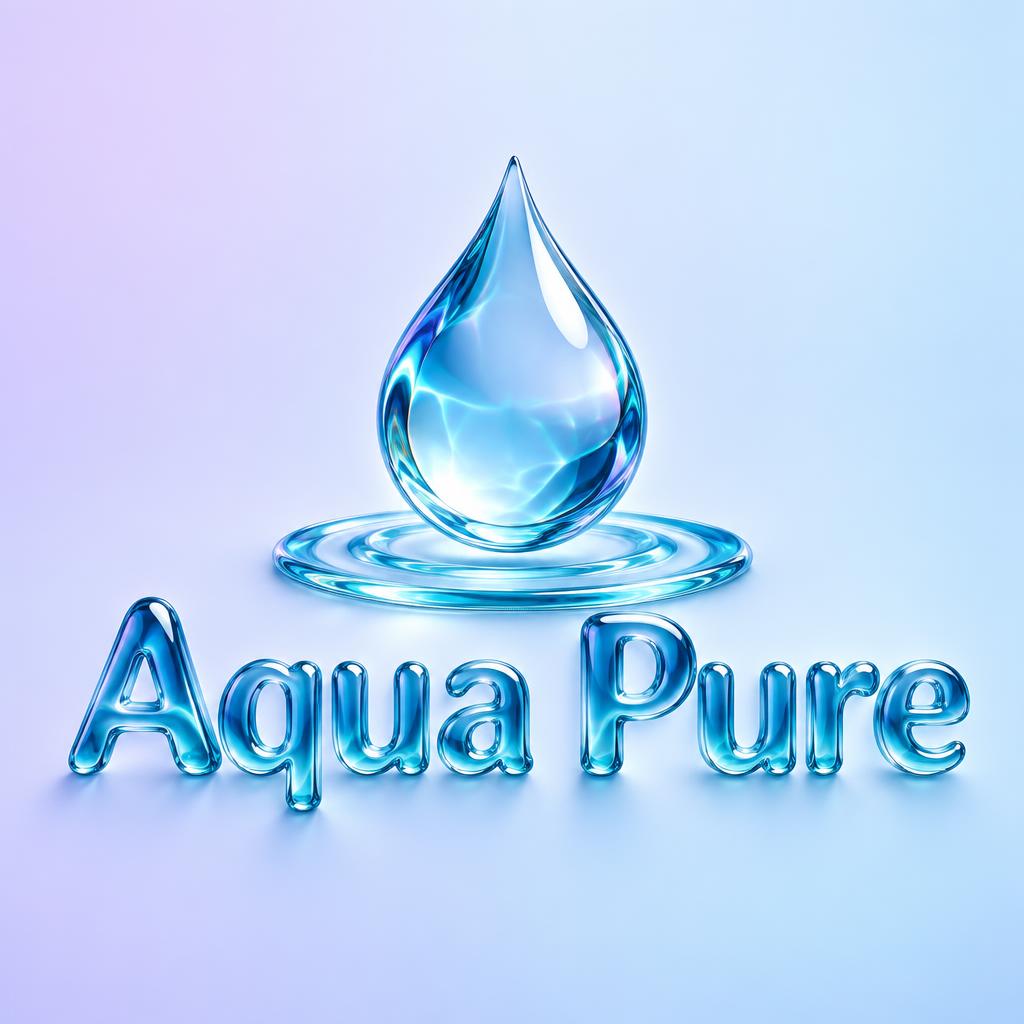 "Aqua Pure" — Glass Liquid | AI Text Effect Generator
