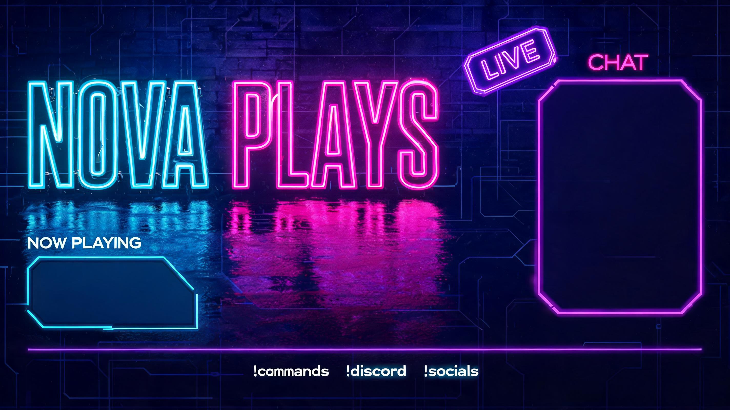 "Make me a Twitch stream overlay for my gaming channel NOVA PLAYS with neon glow" — Neon Glow | AI Text Effect Generator