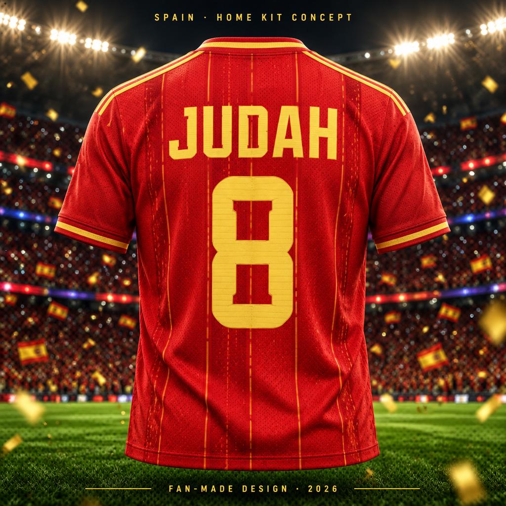 "JUDAH
8
SPAIN · HOME KIT CONCEPT
FAN-MADE DESIGN · 2026" — Sports Football | AI Text Effect Generator