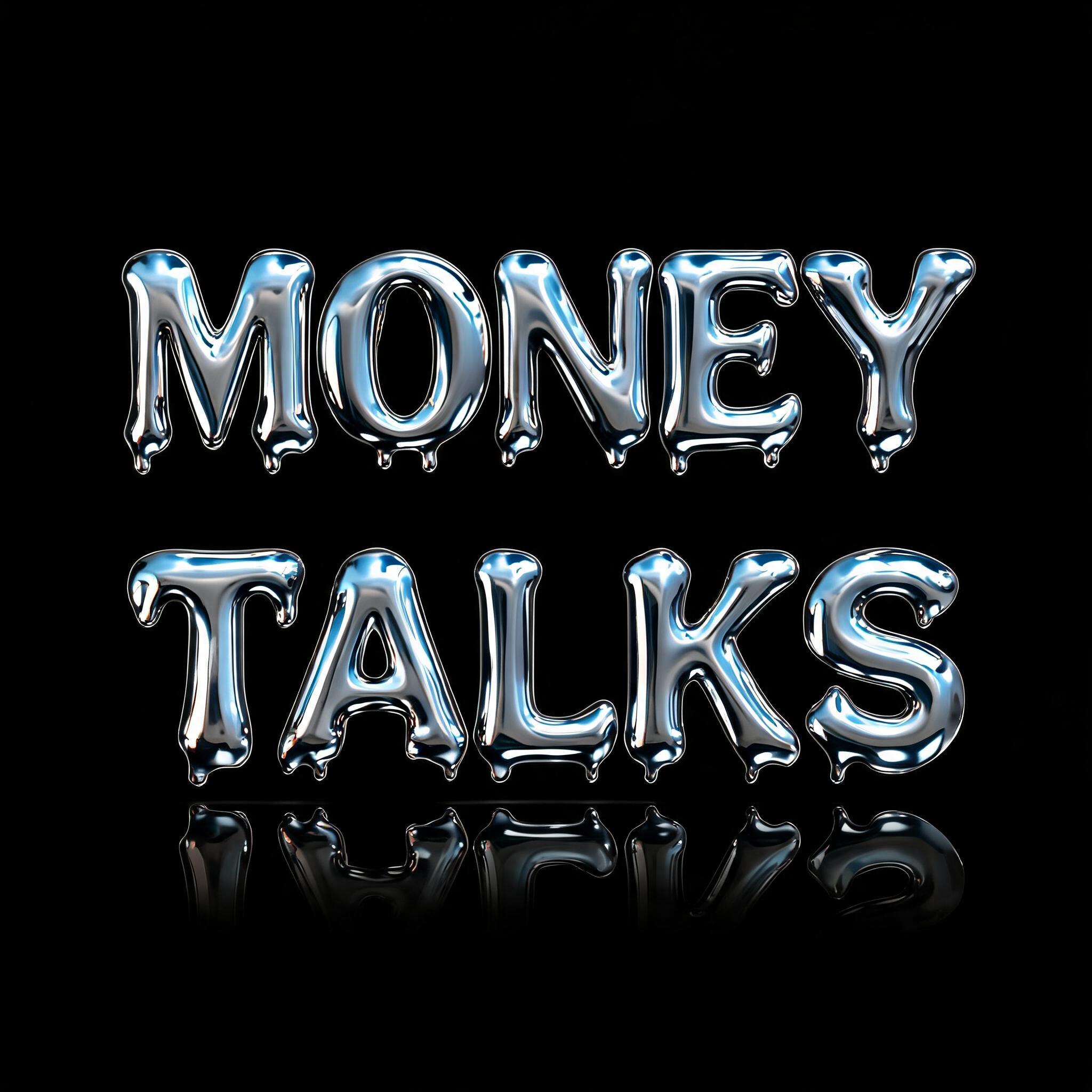 "MONEY TALKS" — Cyberpunk Chrome text effect