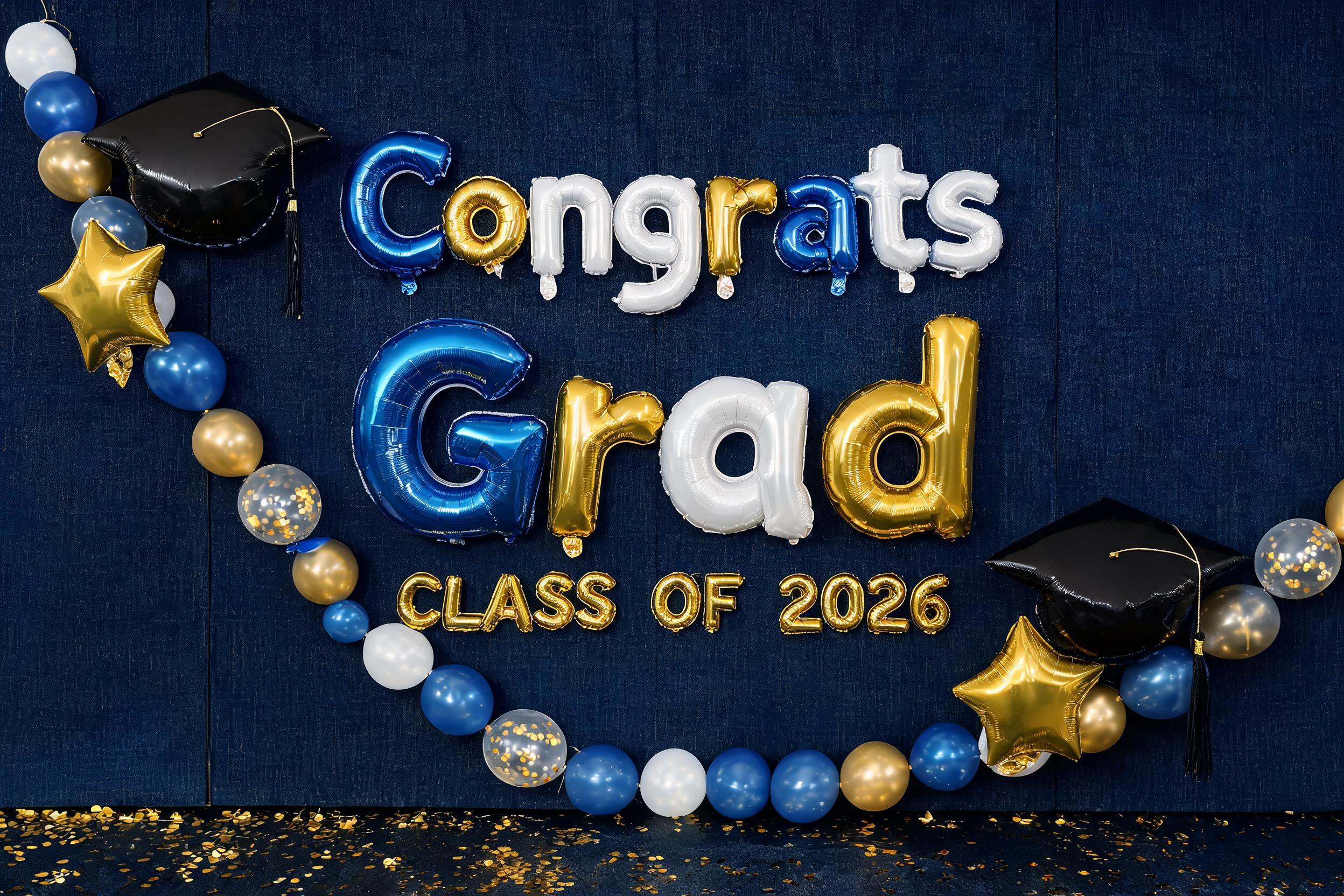 "Design balloon letters reading Congrats Grad for our photo wall" — Y2k Bubbly text effect