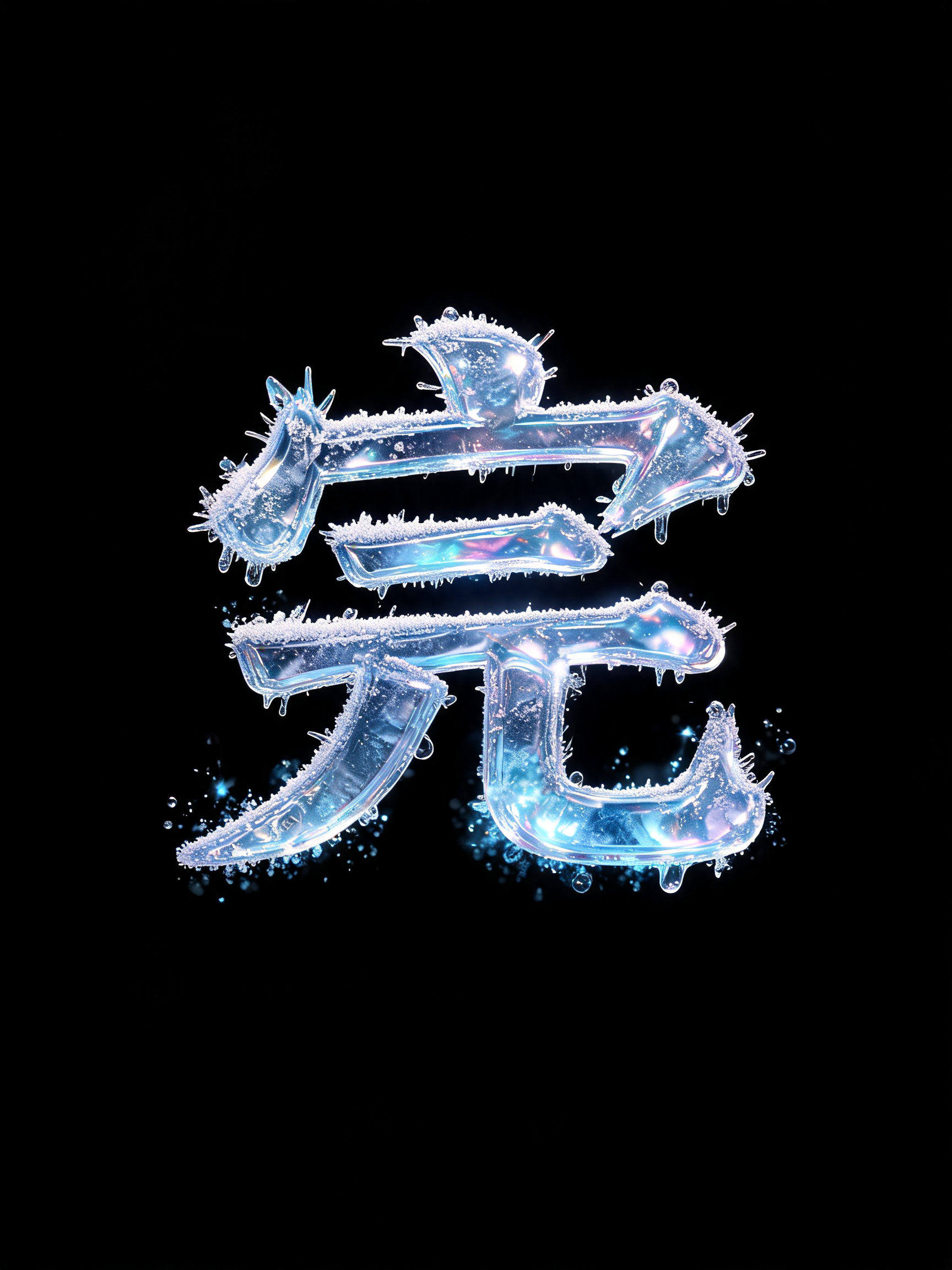 "完" — Glass | AI Text Effect Generator