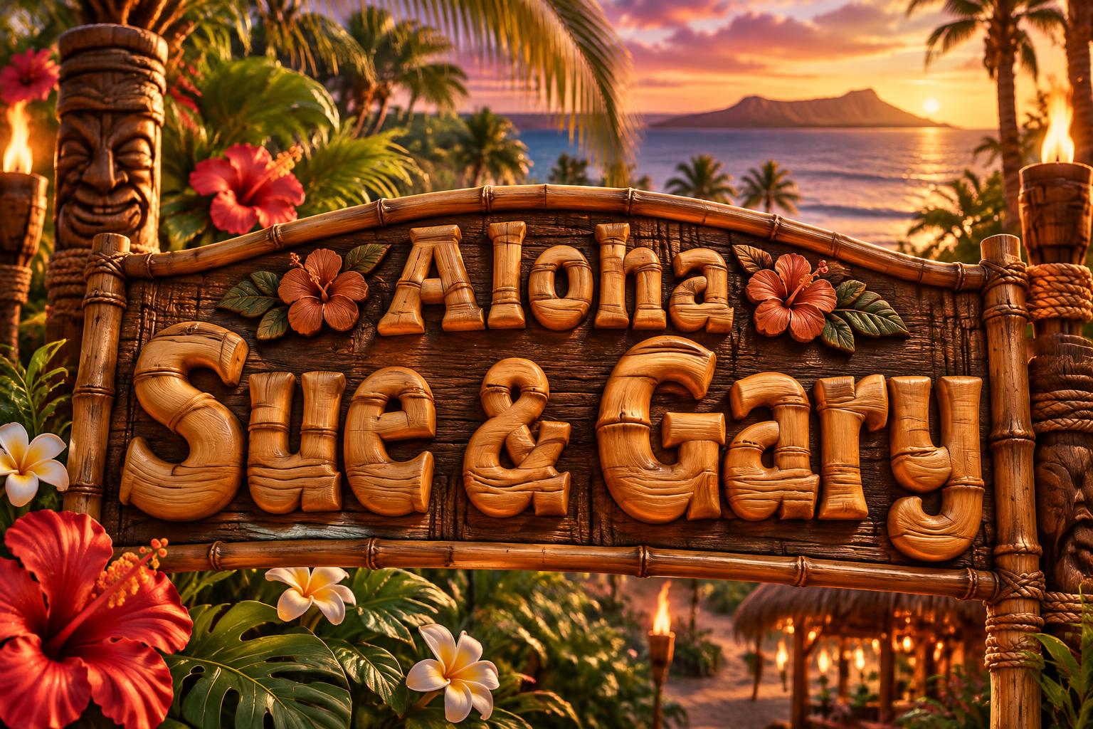 "Aloha Sue & Gary" — Hawaiian | AI Text Effect Generator