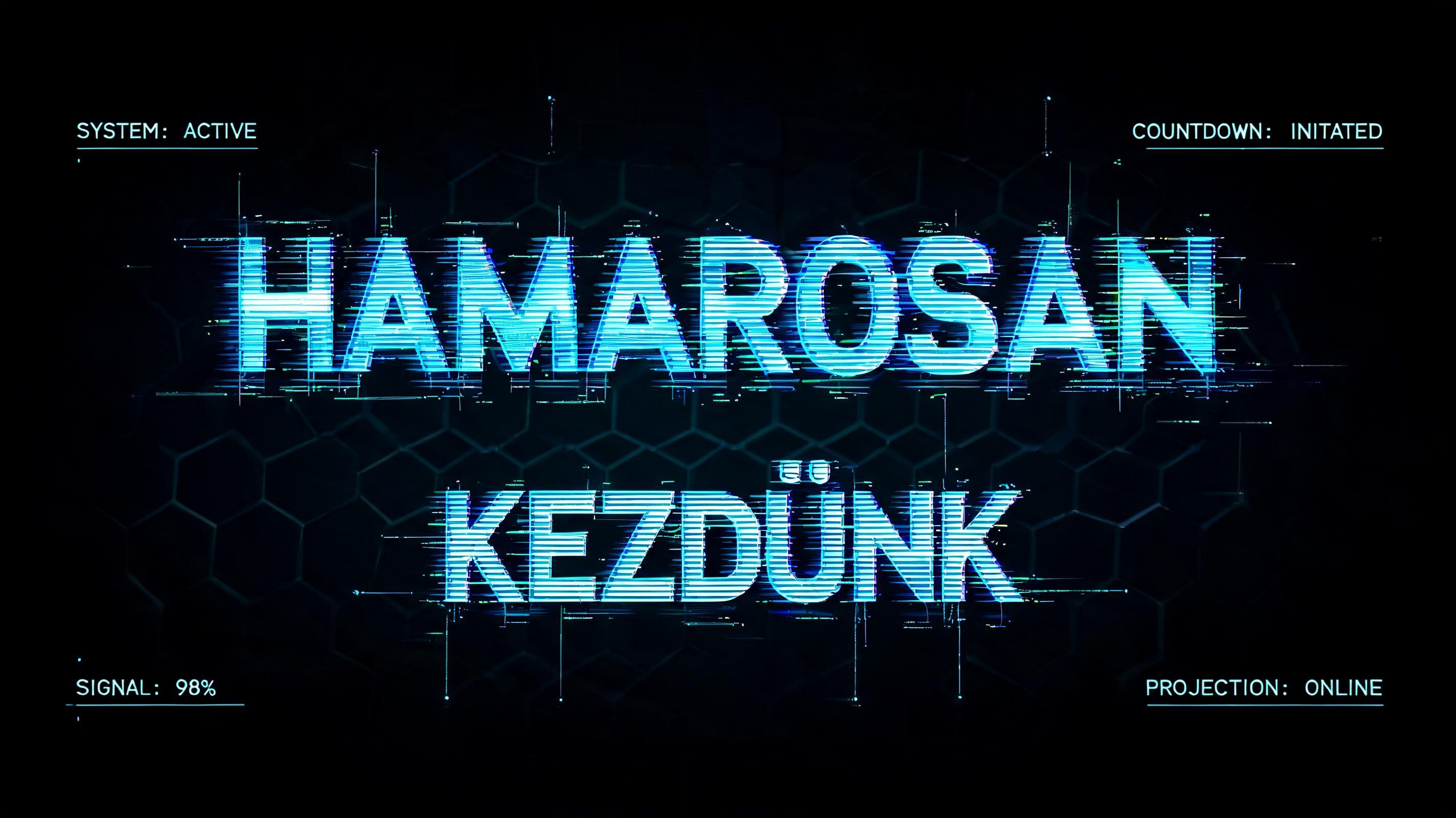 "HAMAROSAN KEZDÜNK" — Cyberpunk Hologram text effect