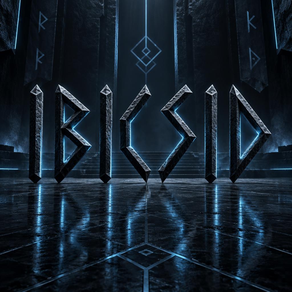 "IBICSID" — Viking Runic text effect