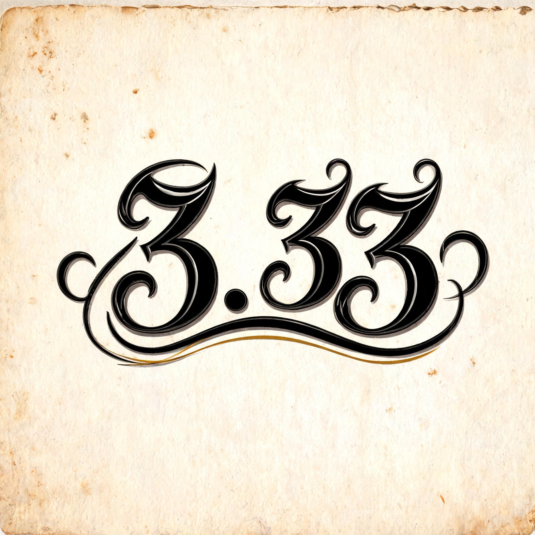 "3. 33" — Chicano text effect