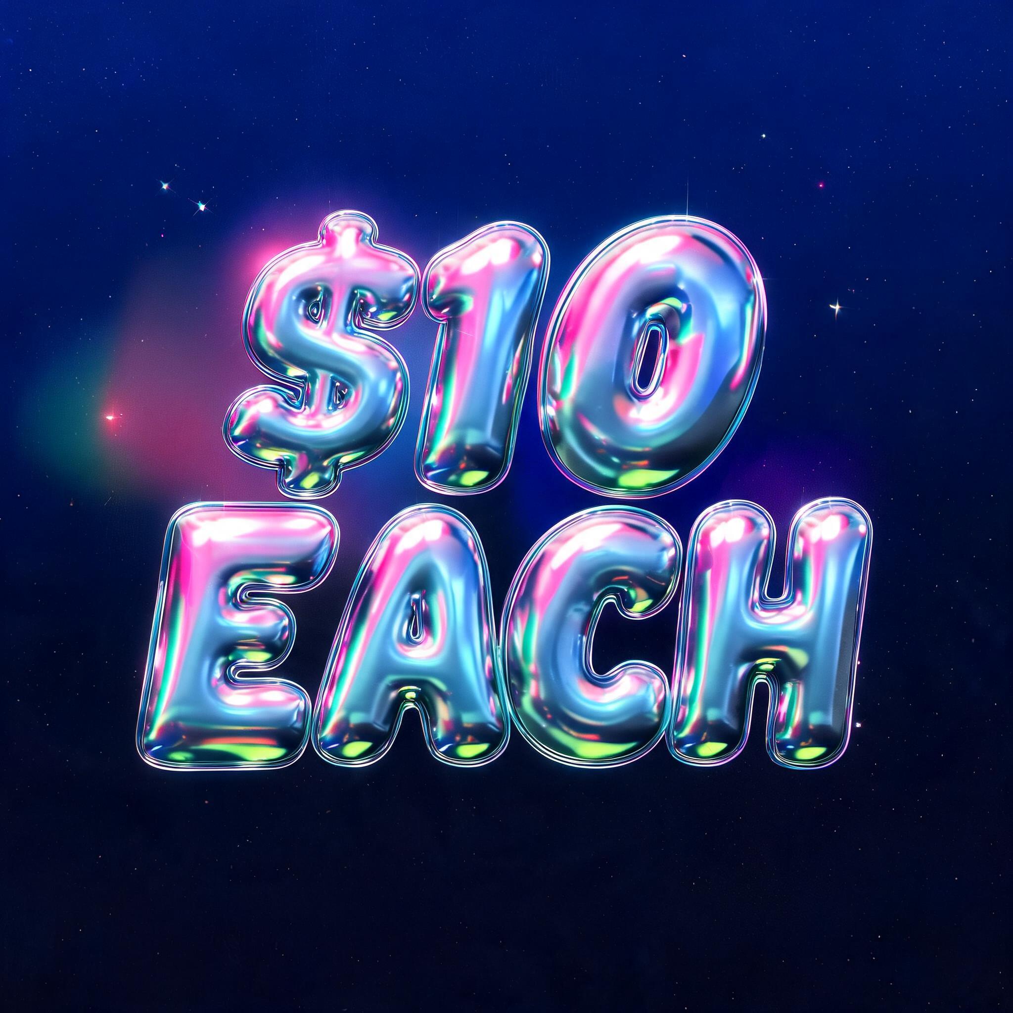 "$10 EACH" — Y2k | AI Text Effect Generator