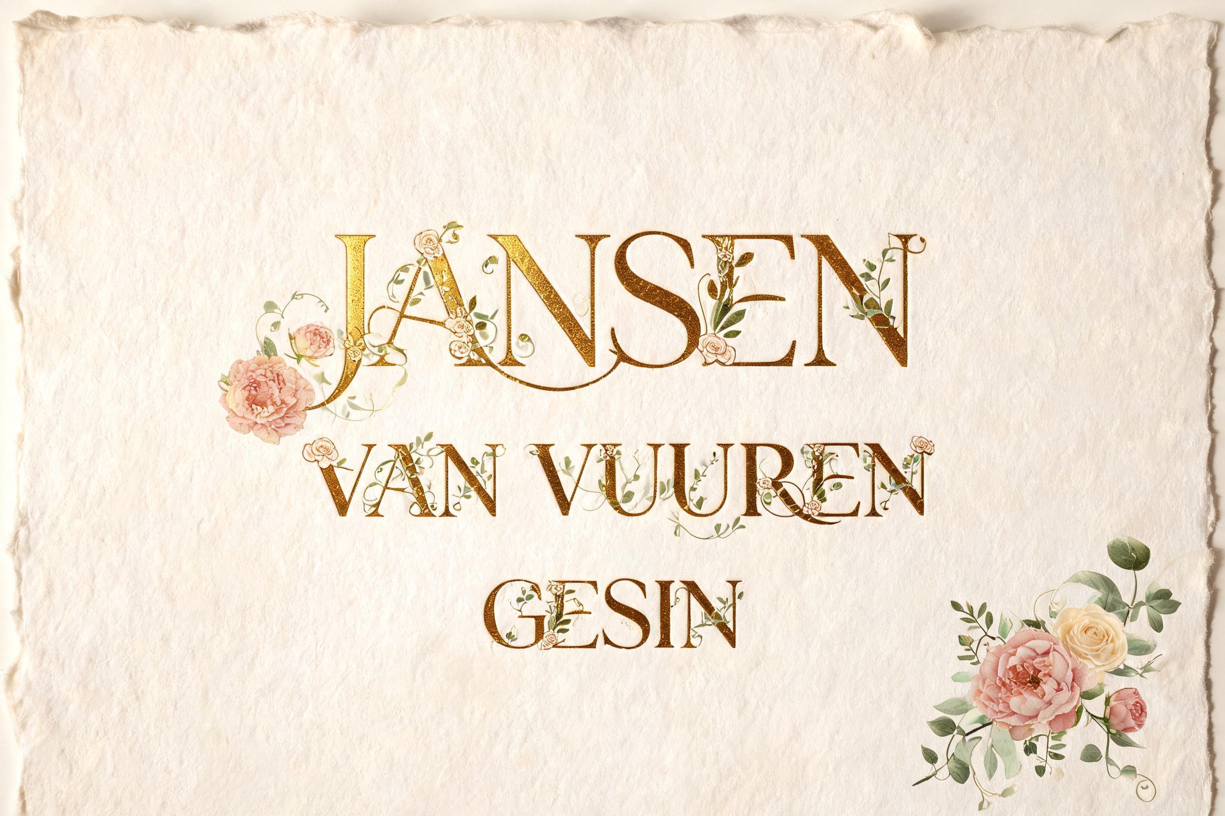 "Jansen
Van Vuuren
Gesin" — Wedding text effect