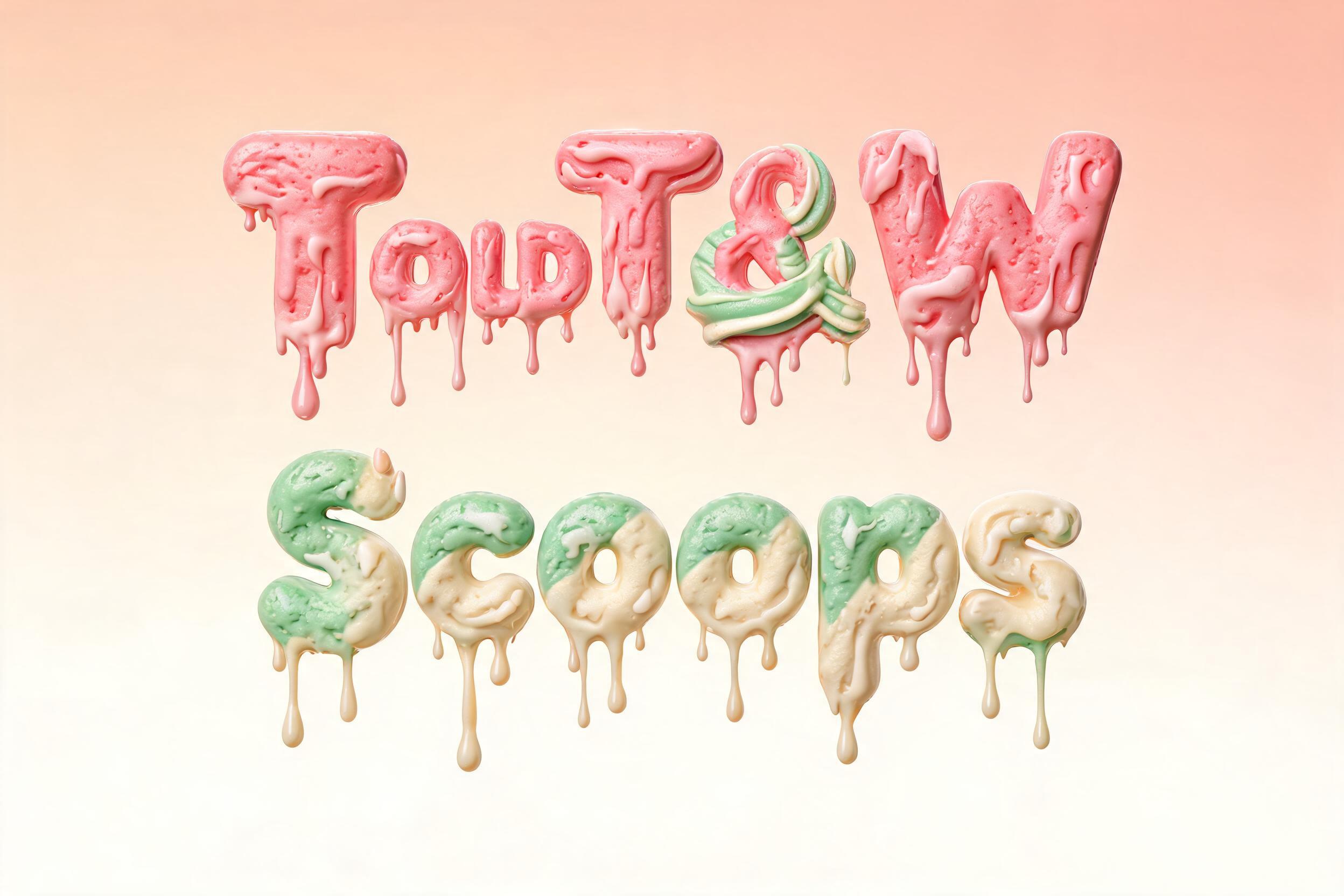 "T&W Scoops" — Drip Font Ice | AI Text Effect Generator