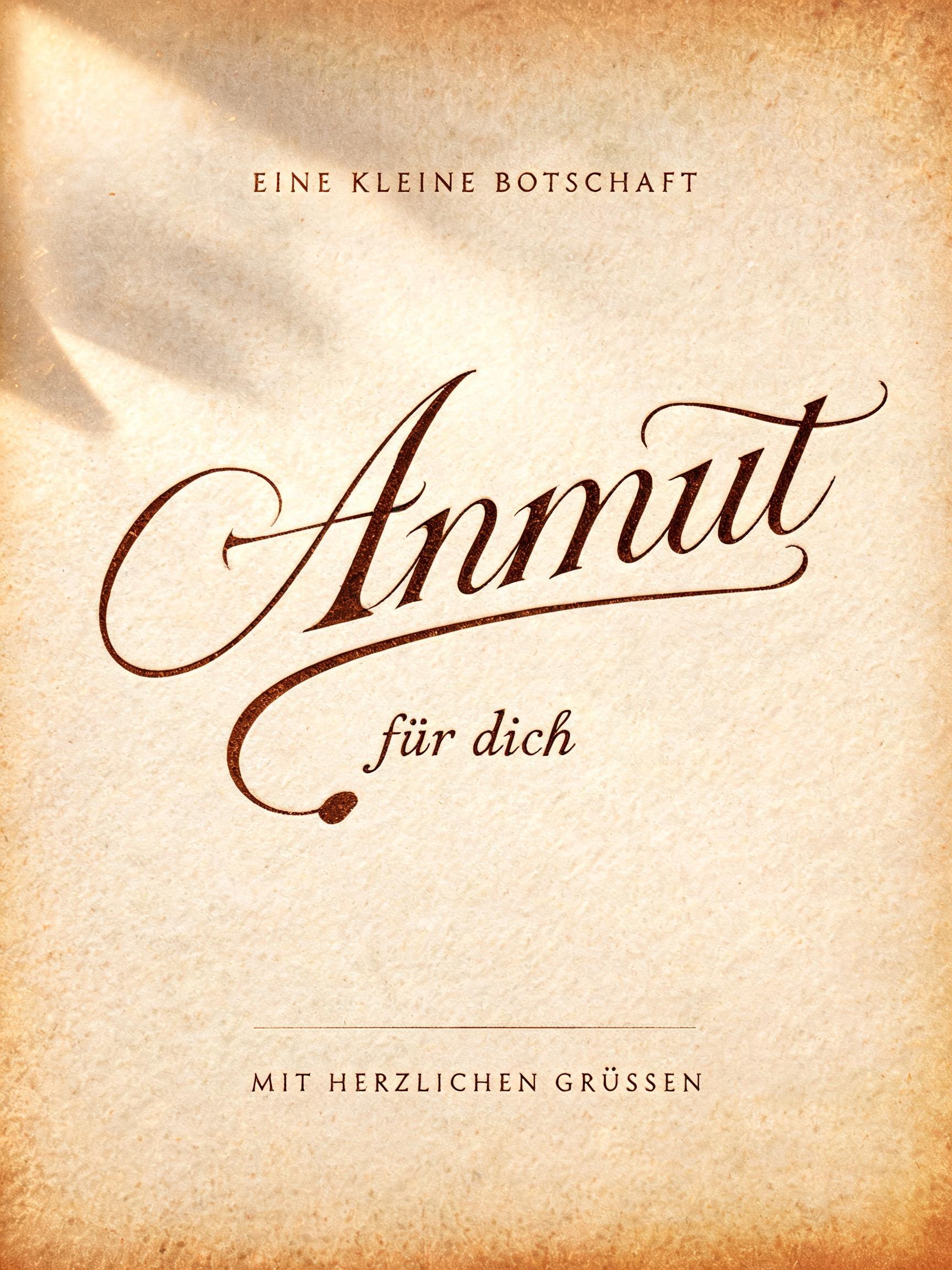 "Anmut
EINE KLEINE BOTSCHAFT
für dich
MIT HERZLICHEN GRÜSSEN" — Handwritten Script | AI Text Effect Generator