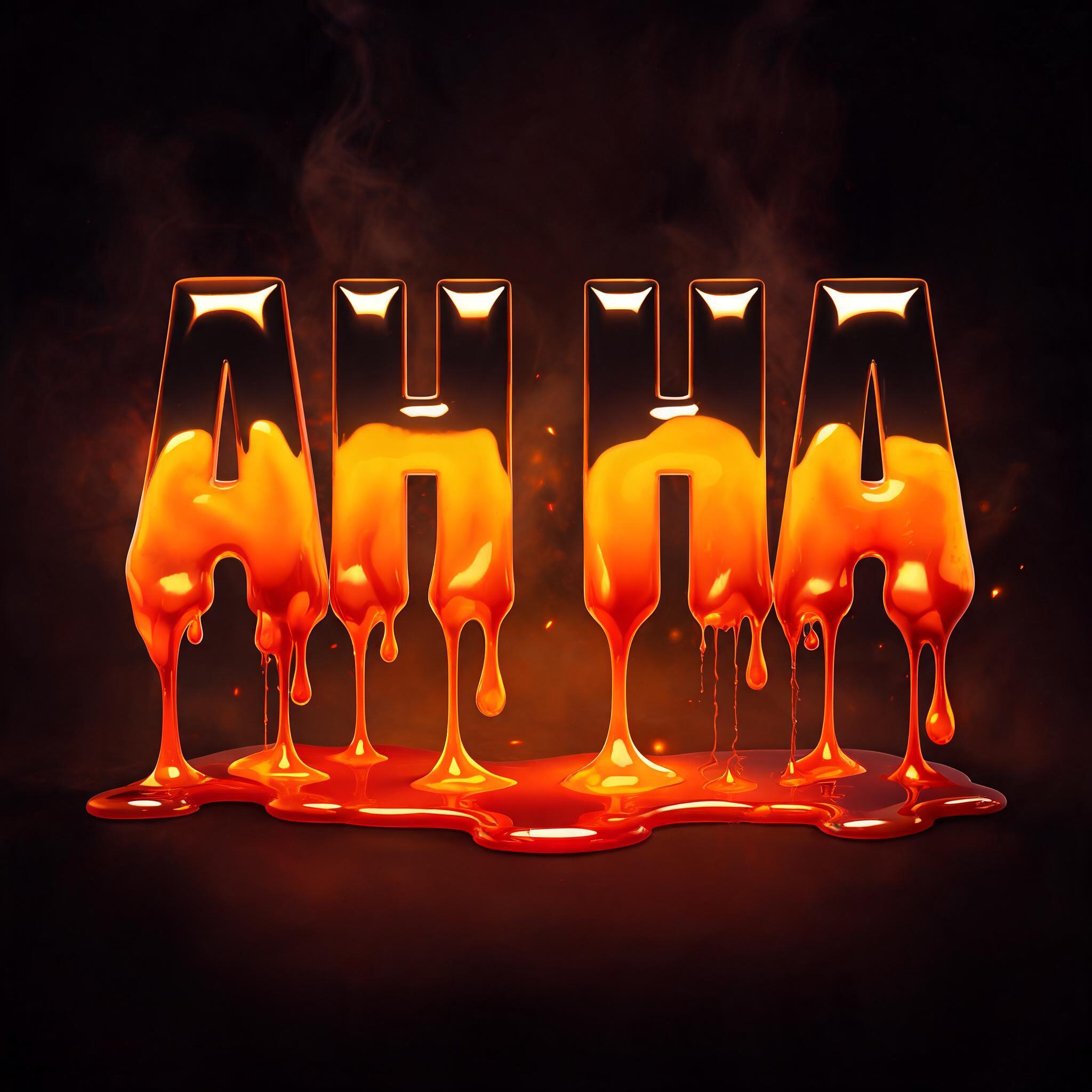"AH HA" — Drip Font Melting text effect