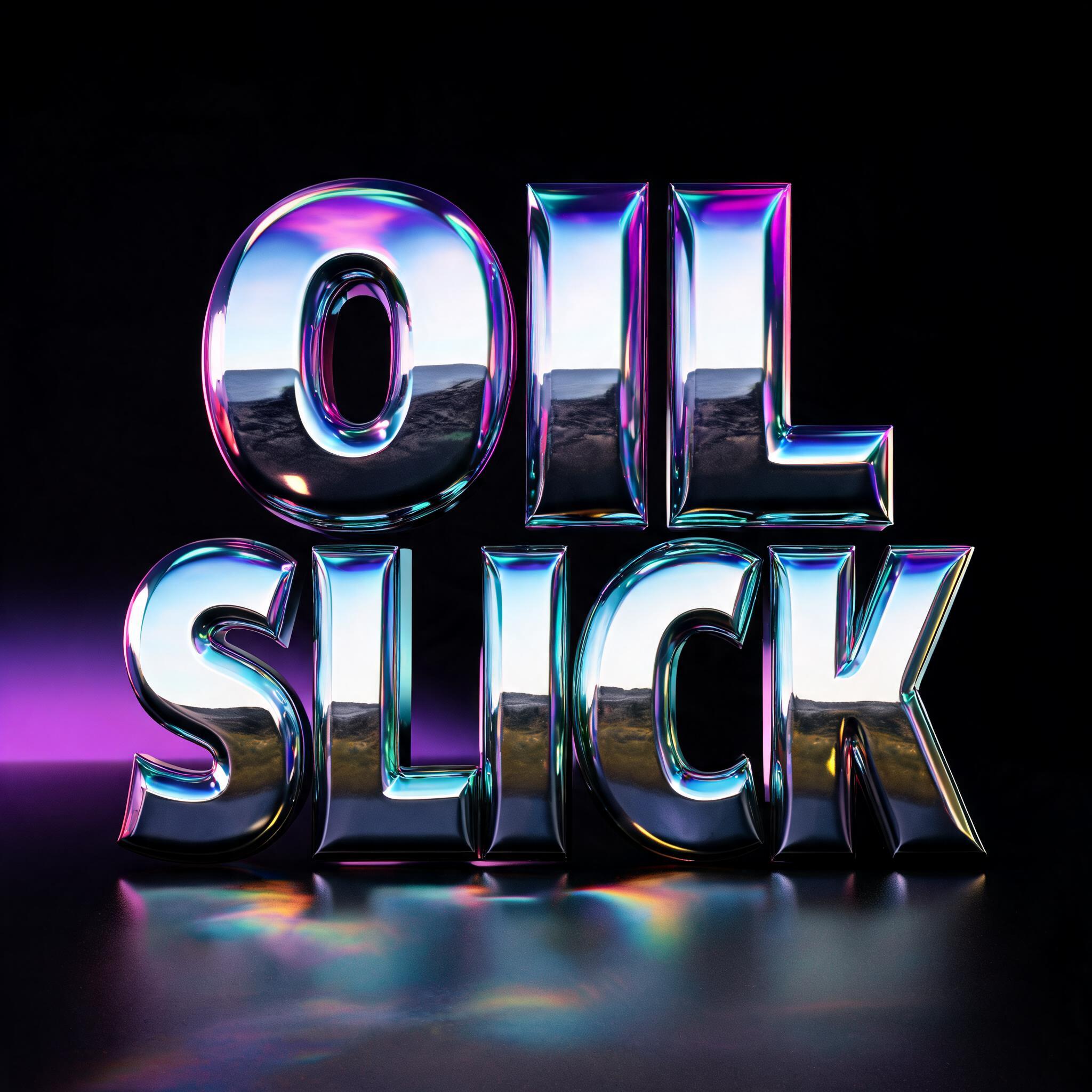 "OIL SLICK" — 3d Bold Holographic | AI Text Effect Generator
