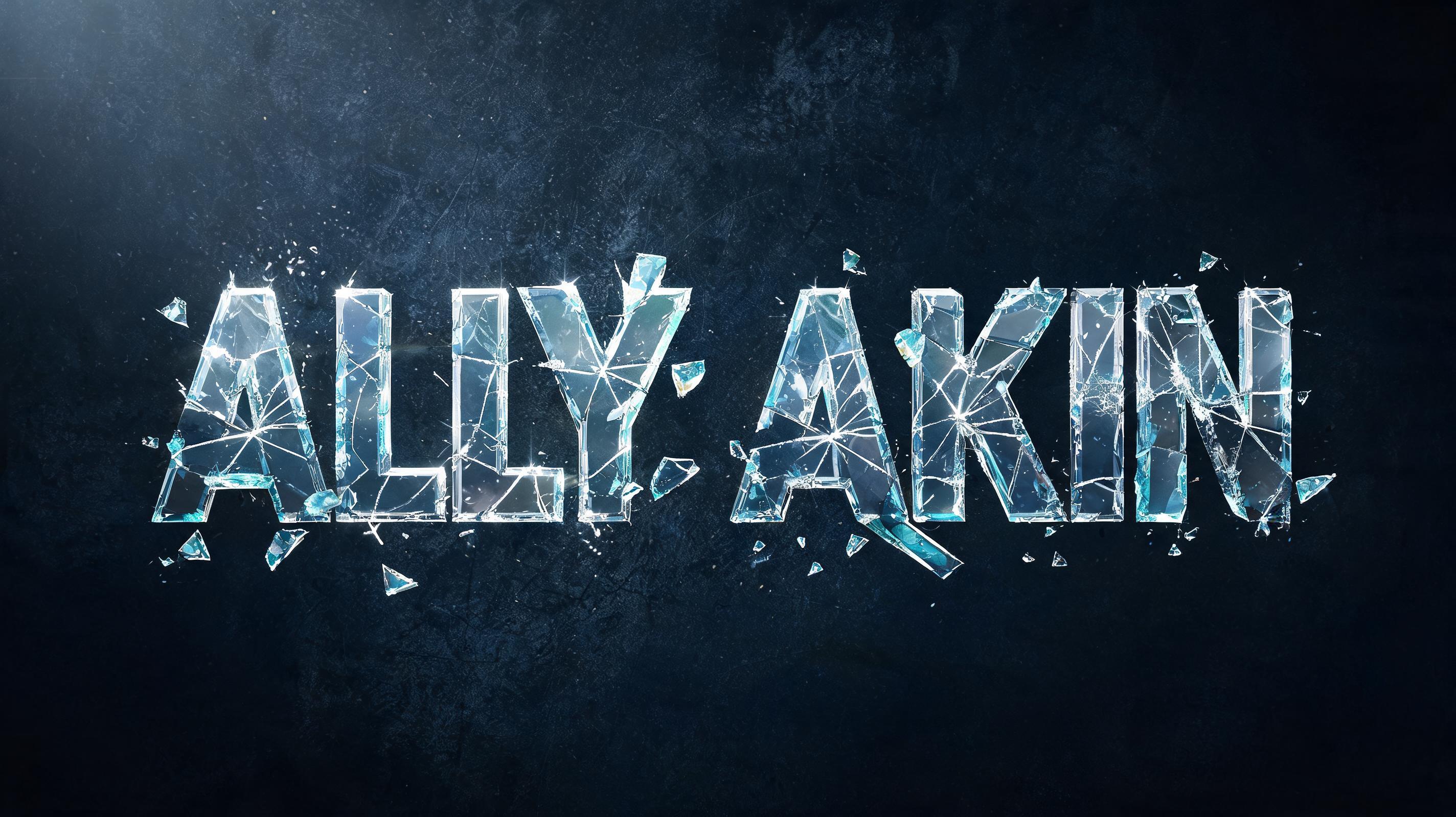 "ALLY AKIN" — Glass Broken text effect