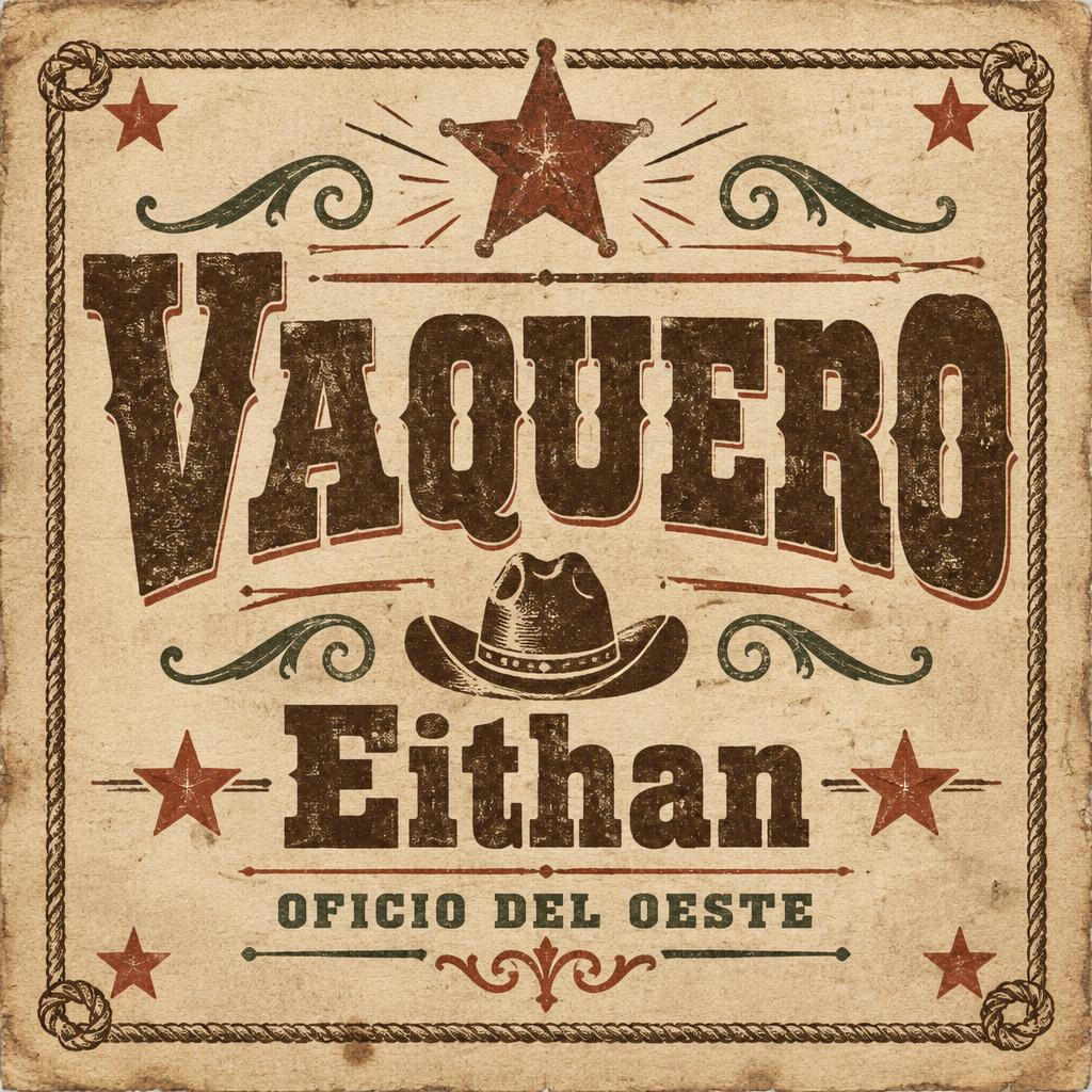 "Vaquero
Eithan
OFICIO DEL OESTE" — Vintage | AI Text Effect Generator