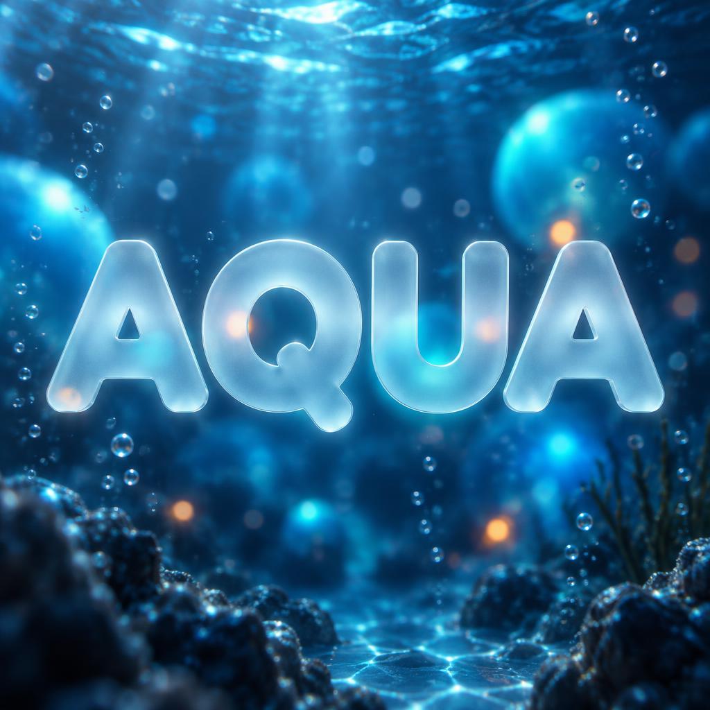 "AQUA" — Glass Morphism | AI Text Effect Generator