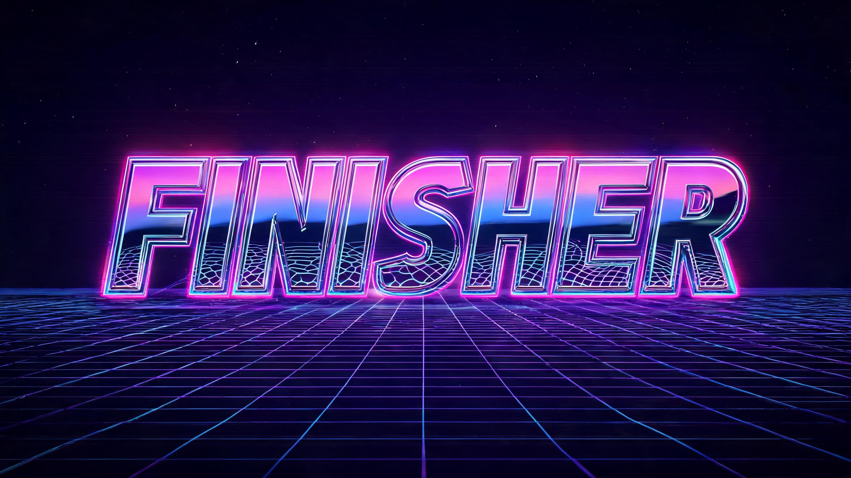 "Finisher" — Neon 80s | AI Text Effect Generator