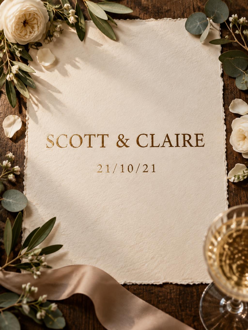 "SCOTT & CLAIRE  21/10/21" —  | AI Text Effect Generator